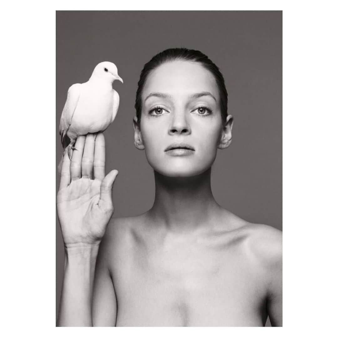 リカさんのインスタグラム写真 - (リカInstagram)「Uma Thurman 🕊🤍 #fridaymood  #staypositive #keepbeinginspired #naturalbeauty #keepitsimple - See online New art arrived」1月29日 20時13分 - rikastudios_