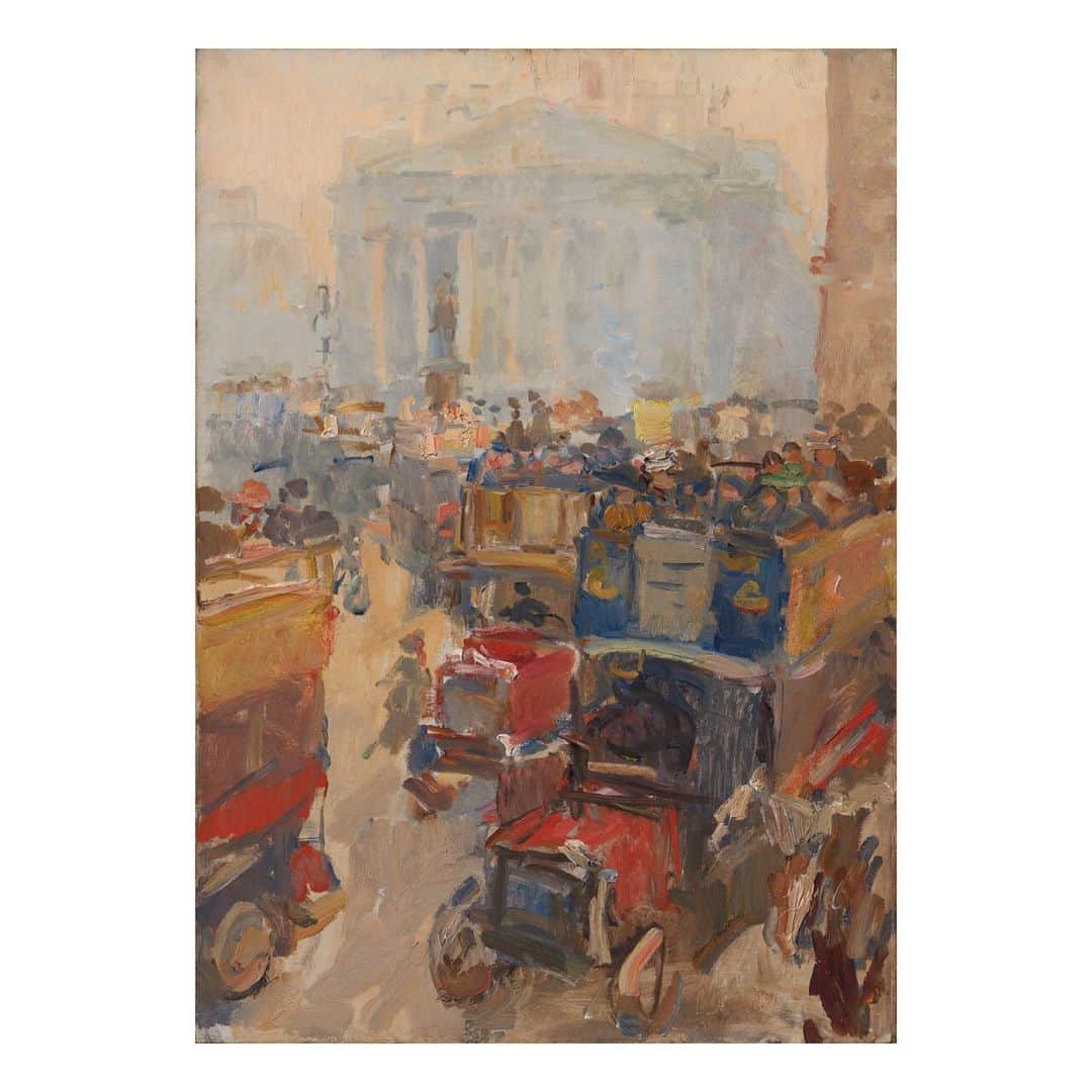 クリスティーズのインスタグラム：「Isaac Israels is recognised as one of the leading artists of the Dutch Impressionist movement.⠀ .⠀ Israel's swiftly rendered compositions form a unique contribution to the development of the art of his day, as being truly modern in subject matter and style.⠀ .⠀ Having lived in Paris under the influence of the Impressionist movement for almost ten years, Israels moved to London in 1913. He found a studio at 6 Fitzroy Street and stayed at Morley's Hotel on Trafalgar Square.⠀ .⠀ The artist was in search of new and dynamic subject-matters, focussing especially on the bustling street-life of the capital's West End, Piccadilly Circus and Regent Street.⠀ .⠀ The focal point of this work is London's centre of commerce, The Royal Exchange, standing firm amidst a flurry of activity.⠀ .⠀ The present work has been in private hands for over half a century.⠀ .⠀ Isaac Israels (1865-1934), 'The Stock Exchange, London'. Price upon request.⠀ .⠀ 📍 Available via Christie's Private Sales. Follow the link in bio ⬆️ for our Private Sales Viewing Rooms.⠀ .⠀ #IsaacIsraels #art #artist #privatesales #christiesprivatesales #DutchImpressionist #Impressionist #Dutchartist #19thCenturyArt #Impressionism」