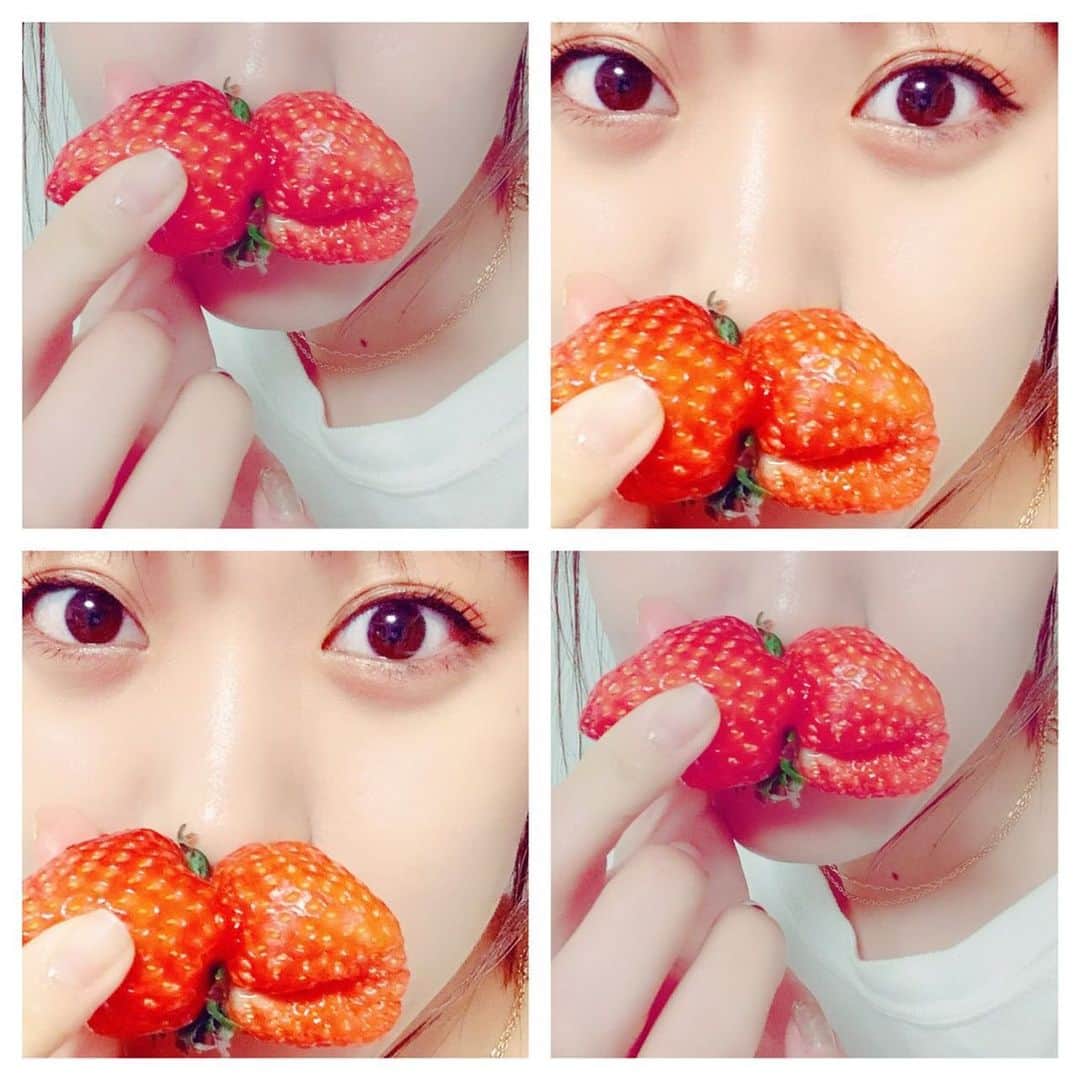 王林さんのインスタグラム写真 - (王林Instagram)「❤︎ おひげ🍓🍓🍓 . . ヒロロのさとちょうでかわいい形のいちご安かったから買ったんだけどもあますぎた🤤🤍🤍 . . #ヒロロ #さとちょう #いちご #あまおう #王林 #フルーツ #strawberry」1月29日 21時28分 - ourin_ringoooo