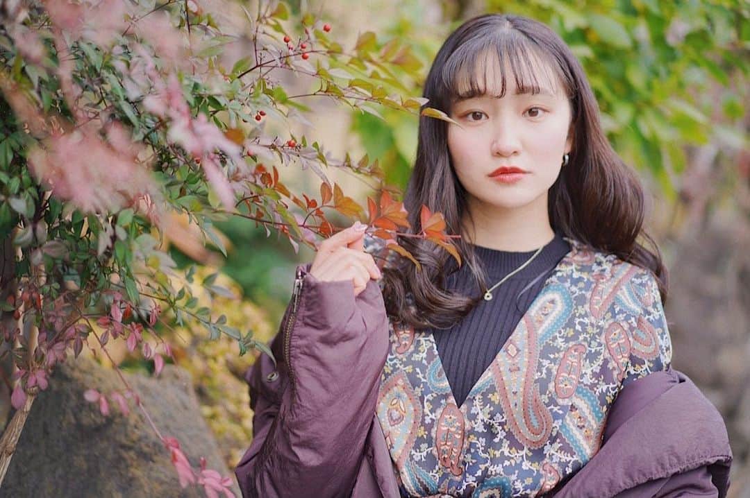 加藤早和子のインスタグラム：「❤︎ 冬だけど紅葉を見つけた時なんだか心がほっこりした☺️  (冬に紅葉する葉もあるのかもしれないけど) . . #時差投稿 #時差 #青山学院大学 #女子大学生 #一眼レフ #ポートレート#ポトレ #被写体 #いいね返し #portrait #as_archive #portraitphotography #as_picture #portrait_mood」