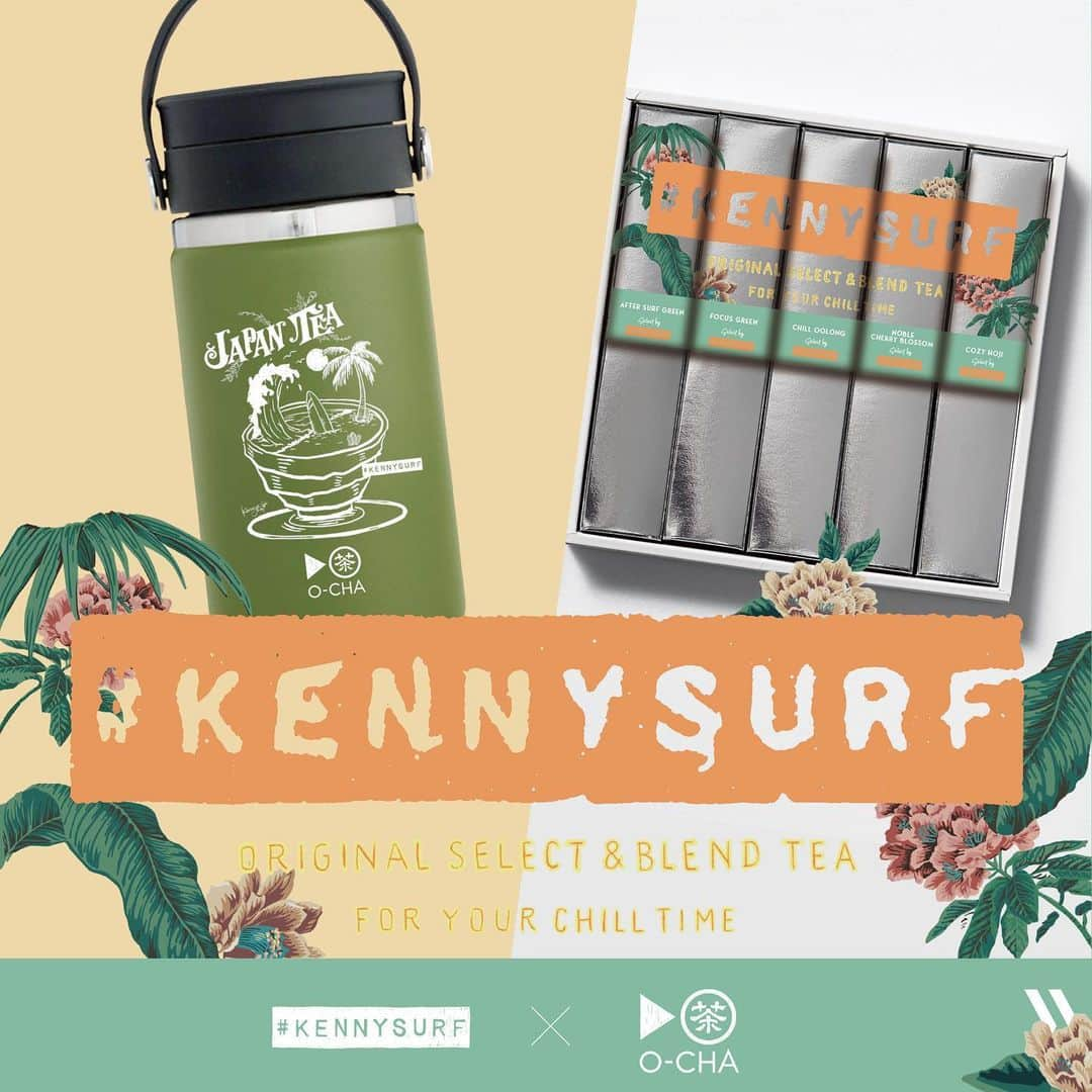 KENNY（吉原健司）さんのインスタグラム写真 - (KENNY（吉原健司）Instagram)「#greentea#ocha#japanesetea  @kennysurf でボトルやボックスのアートワークをデザインしたグッズが数量•期間限定で発売！ お茶も自分で現地まで行ってセレクトしたよ🌿 購入はプロフィールのリンクから飛べるぜ！よろしく👍🏾」1月29日 23時07分 - kenny_yoshihara