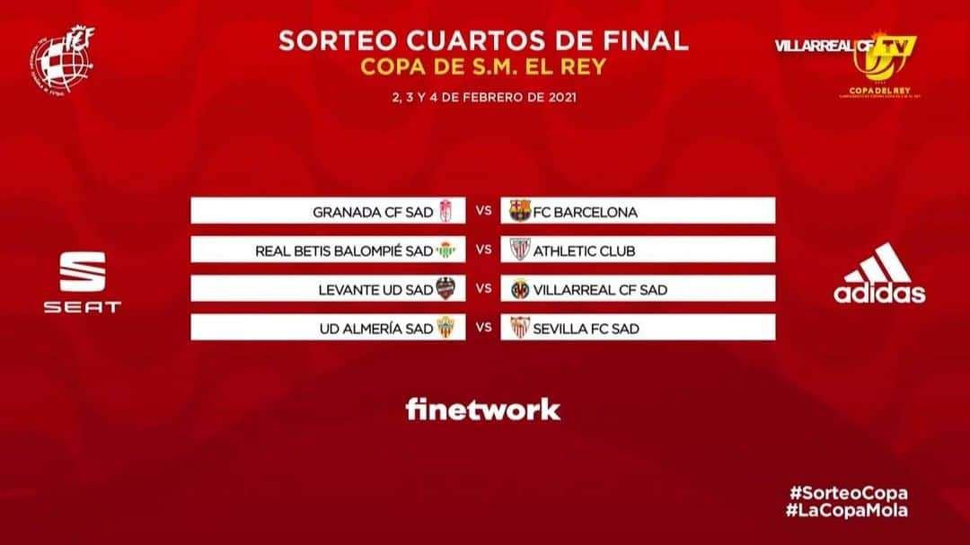 ビジャレアルCFのインスタグラム：「#VillarrealTV 📺  Ocho equipos y siete posibles rivales. Así ha sido el sorteo de cuartos de final de la #CopaDelRey 🏆. .  #VillarrealTV 📺  Eight teams and seven possible opponents. This is how the #CopaDelRey 🏆 quarter-final draw went. . #Villarreal #Fútbol #football #soccer」