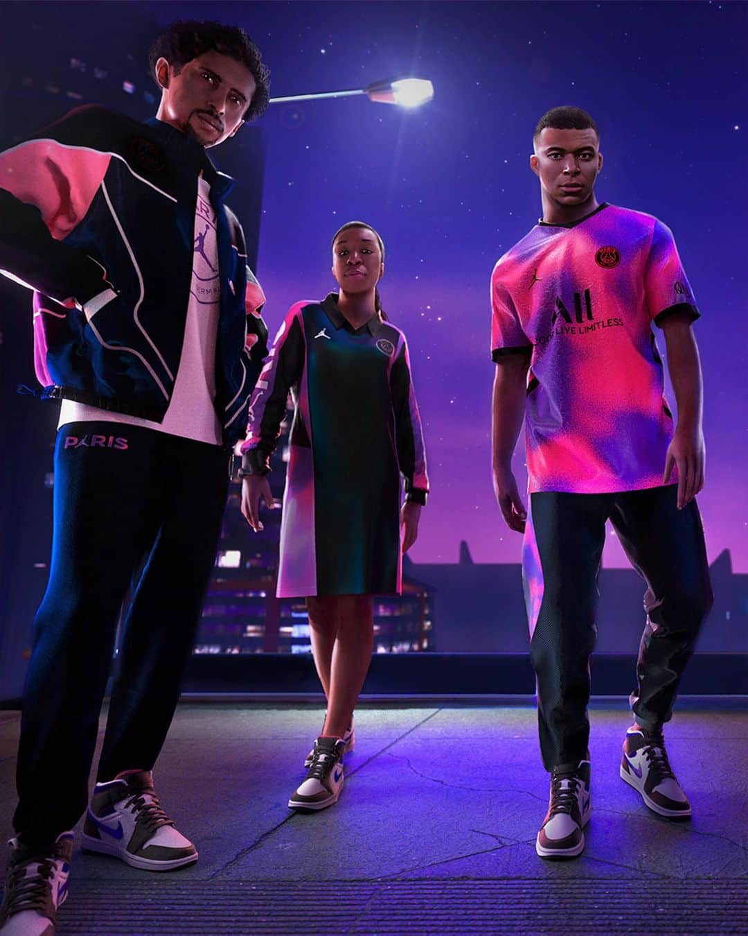 Jordanのインスタグラム：「Poised to take the future by storm.  The next wave of Jordan Brand x Paris Saint-Germain kits have been brought to life with nods to timeless Jumpman elements transcending sport and culture.   Hit the link in bio for more info.」