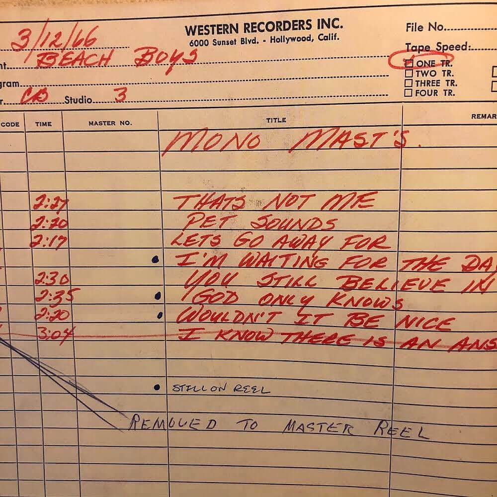 ブライアン・ウィルソンさんのインスタグラム写真 - (ブライアン・ウィルソンInstagram)「Pet Sounds tracking at Western Recorders, March 12, 1966.  #thebeachboys #petsounds #1966 #westernrecorders #sunset #losangeles #california #tracks #mono #masters」1月30日 0時09分 - brianwilsonlive