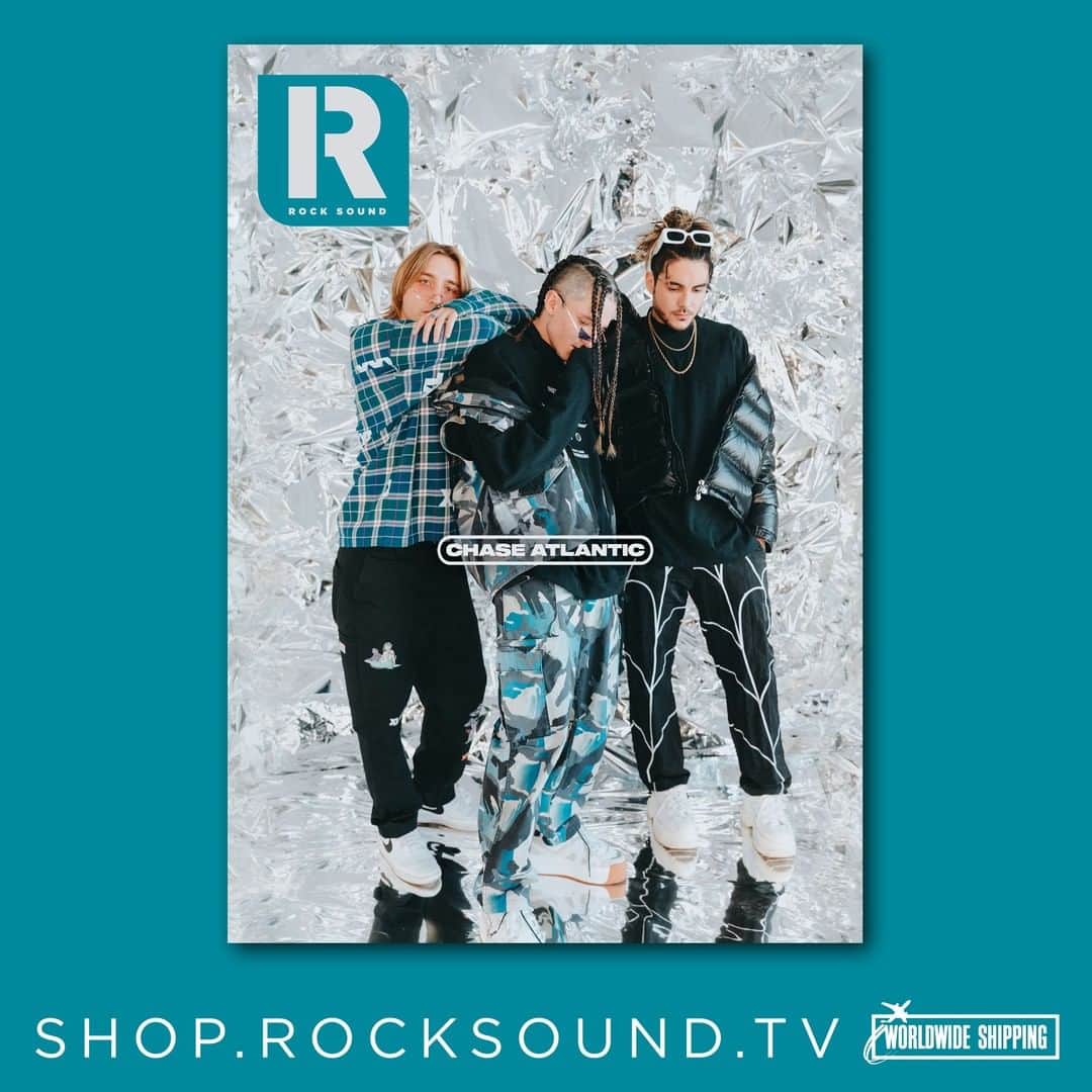 Rock Soundのインスタグラム：「Please welcome Chase Atlantic to the cover of Rock Sound!  We’ve teamed up with the band to put together some very special merch, including a world exclusive T-shirt design and a premium popsocket  Get yours right now WORLDWIDE from the link in our bio」