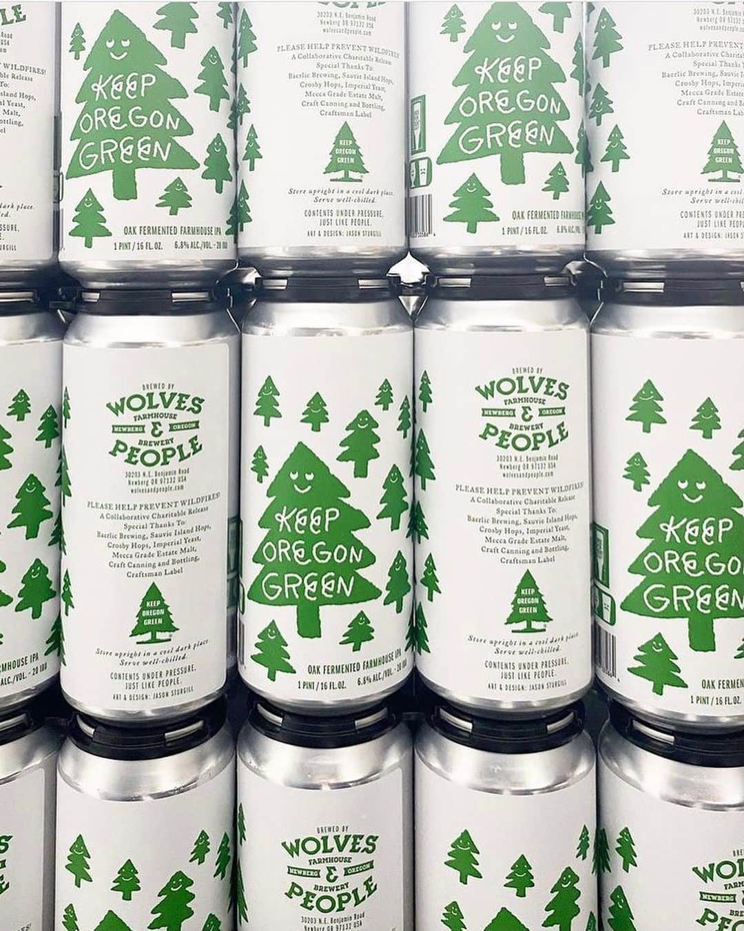 Jason G. Sturgillのインスタグラム：「This one felt good, new can design for @wolvesandpeople that 100% of the net proceeds are going to @keeporegongreen for those affected by the wildfires this past summer and for education towards keeping it from happening again. 💚 🌲」