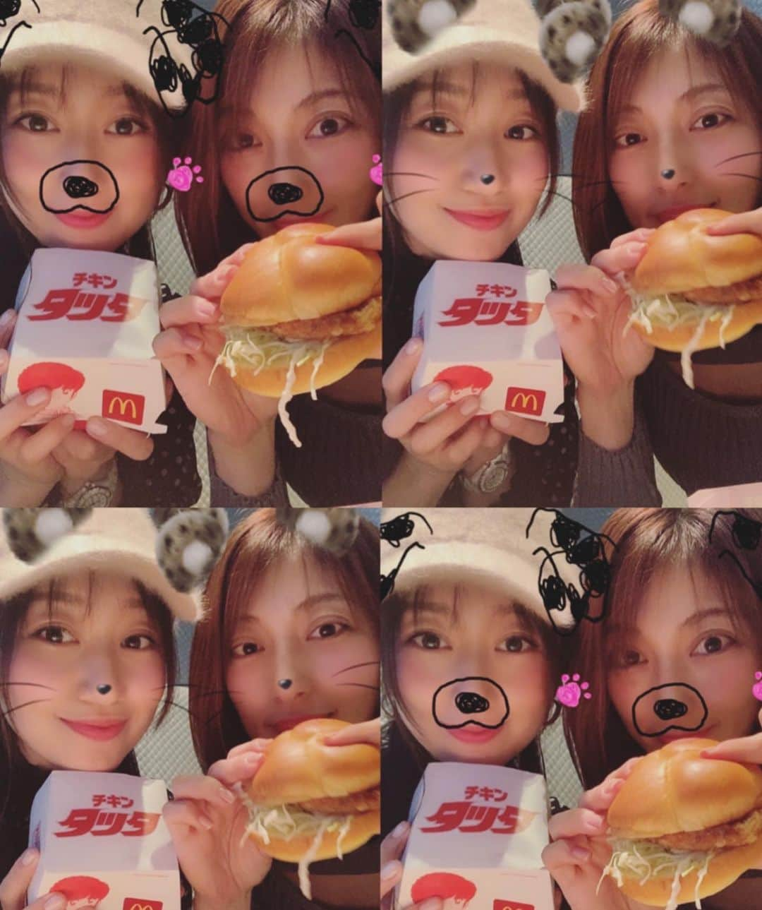 森本さやかさんのインスタグラム写真 - (森本さやかInstagram)「食べたかったチキンタツタ♥♥ 付き合ってくれてありがとう‪‪ ( *´︶`*)♥♥ 子供の用事でちょっと会った時に𖤣𖥧𖥣｡𖥧 𖧧𖤣𖥧𖥣｡𖥧 𖧧 #macdonalds🍟🍔  #曜ちゃん  #チキンタツタ  #ちょいマック  #食べる時だけマスク外したよ」1月30日 12時47分 - sayakamorimoto1011