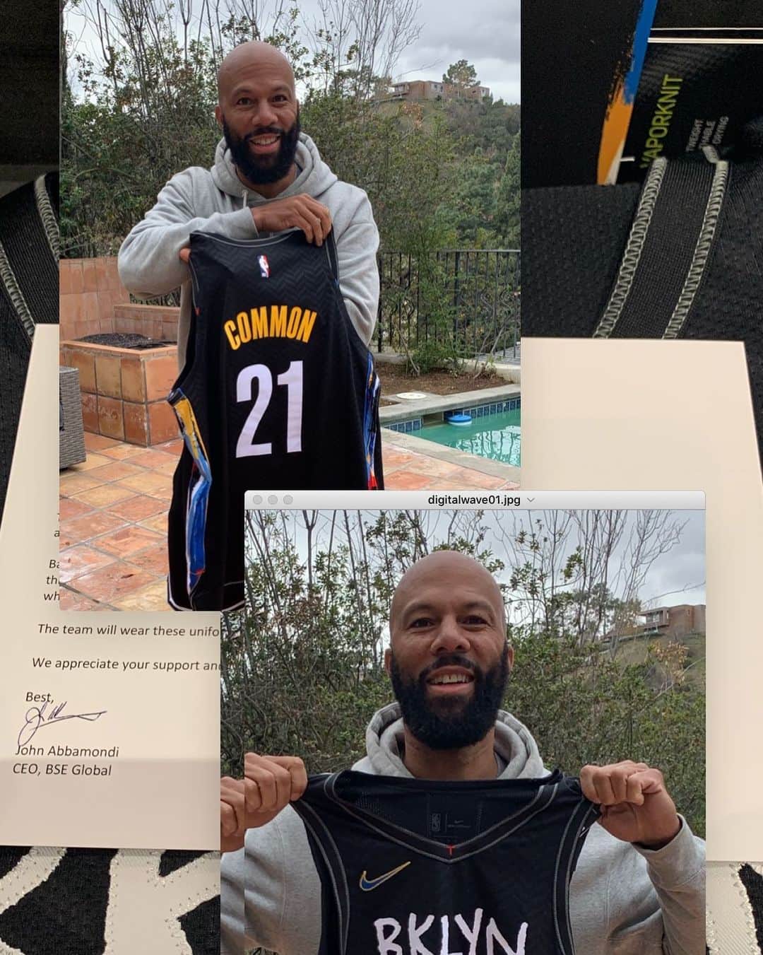 コモンのインスタグラム：「I want y’all to hear it from me first.  I might have to come back to give the Nets some depth to compete for the @nba championship.  LOL!  Thanks @brooklynnets for the City edition jersey.  Let me know if you need me to use it.」