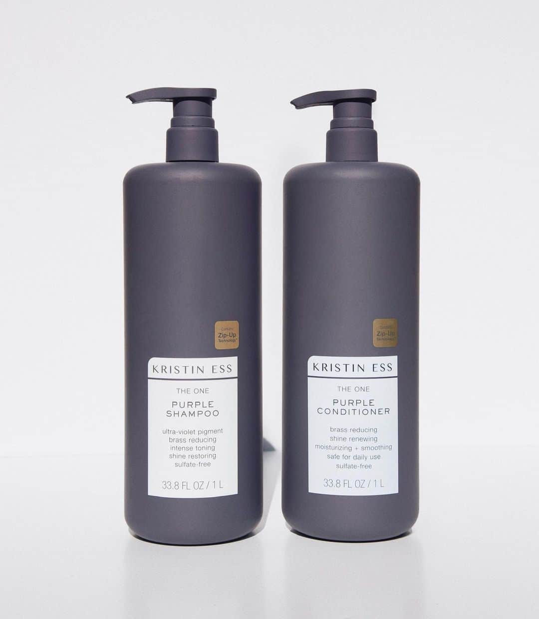 Kristin Essのインスタグラム：「So here’s the deal... The One Purple Shampoo currently comes in a 10 oz signature KEH pink bottle. To alleviate some in-shower confusion and make life a little easier, I decided to switch it up and give the purple line it’s own bottle color. But why stop there?? 🤷‍♀️ Your fave purp shamp now comes in salon liter + travel sizes... because it’s 2021 and we’ll do what we want 💫🧴🎉 01.31.21」