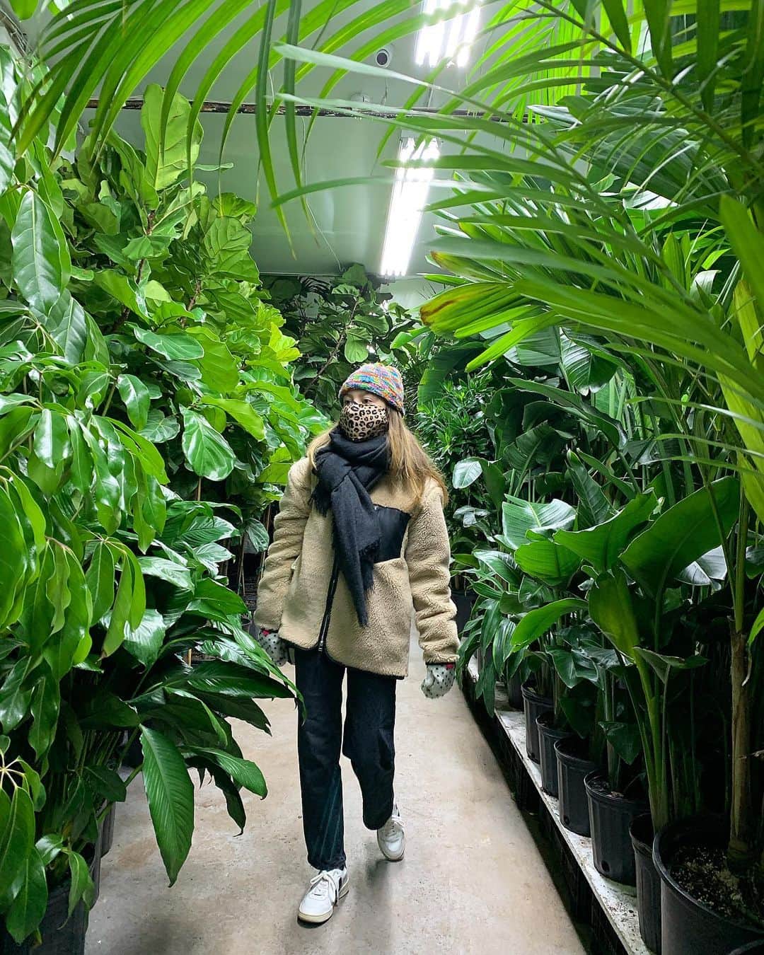 G・ハネリウスのインスタグラム：「Pretending I’m in a tropical jungle because it was 18° in nyc today 🥶」