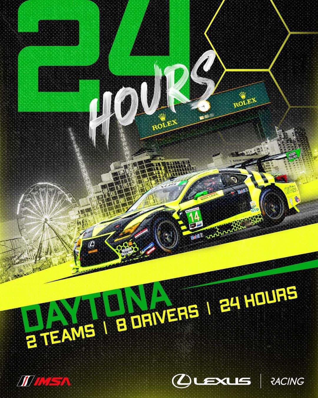 Lexus USAさんのインスタグラム写真 - (Lexus USAInstagram)「A test of driver and machine. The #Rolex24 kicks off tomorrow at 3:30 PM ET on NBC. Cheer on @LexusRacingUSA & the #LexusRCF GT3 as they go for the win.」1月30日 9時05分 - lexususa