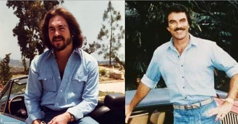 バネッサ・レイのインスタグラム：「Happy Birthday to BOTH my Father-in-Laws. #StanBeard (Landon’s dad) #TomSelleck (Jamie’s dad.)」