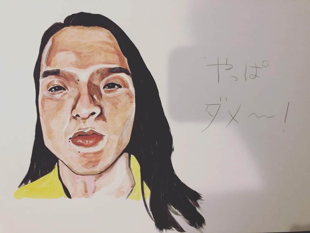 森慎太郎のインスタグラム：「久しぶりに描いてみました。今回は仕事でよく一緒になるトムブラウン布川君。相方のみちお君といい、気になる存在ですよね #トムブラウン布川 くん #描いたついでに #漫才中にみちお君が、イチロー選手、二宮君、三平師匠を合わせて加藤一二三さんを作る所をイチロー選手の代わりにイチモツを合体させようとしてて、みちおくんの顔を見たらとんでもないエロいオチを言おうとしてた顔だったので、オチを言う直前に言いそうなツッコミを添えておきます #無論僕の想像です #フィクション一言 #このあと出雲で #本人に会います」