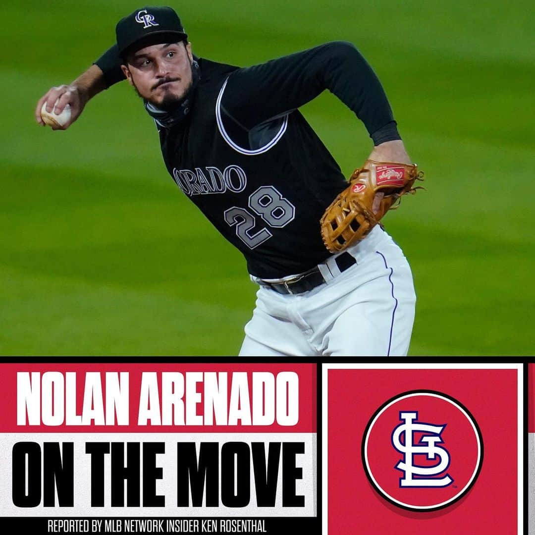 MLBさんのインスタグラム写真 - (MLBInstagram)「🚨 BLOCKBUSTER 🚨  Cardinals reportedly agree to acquire Nolan Arenado, pending approval, per Ken Rosenthal.」1月30日 11時59分 - mlb