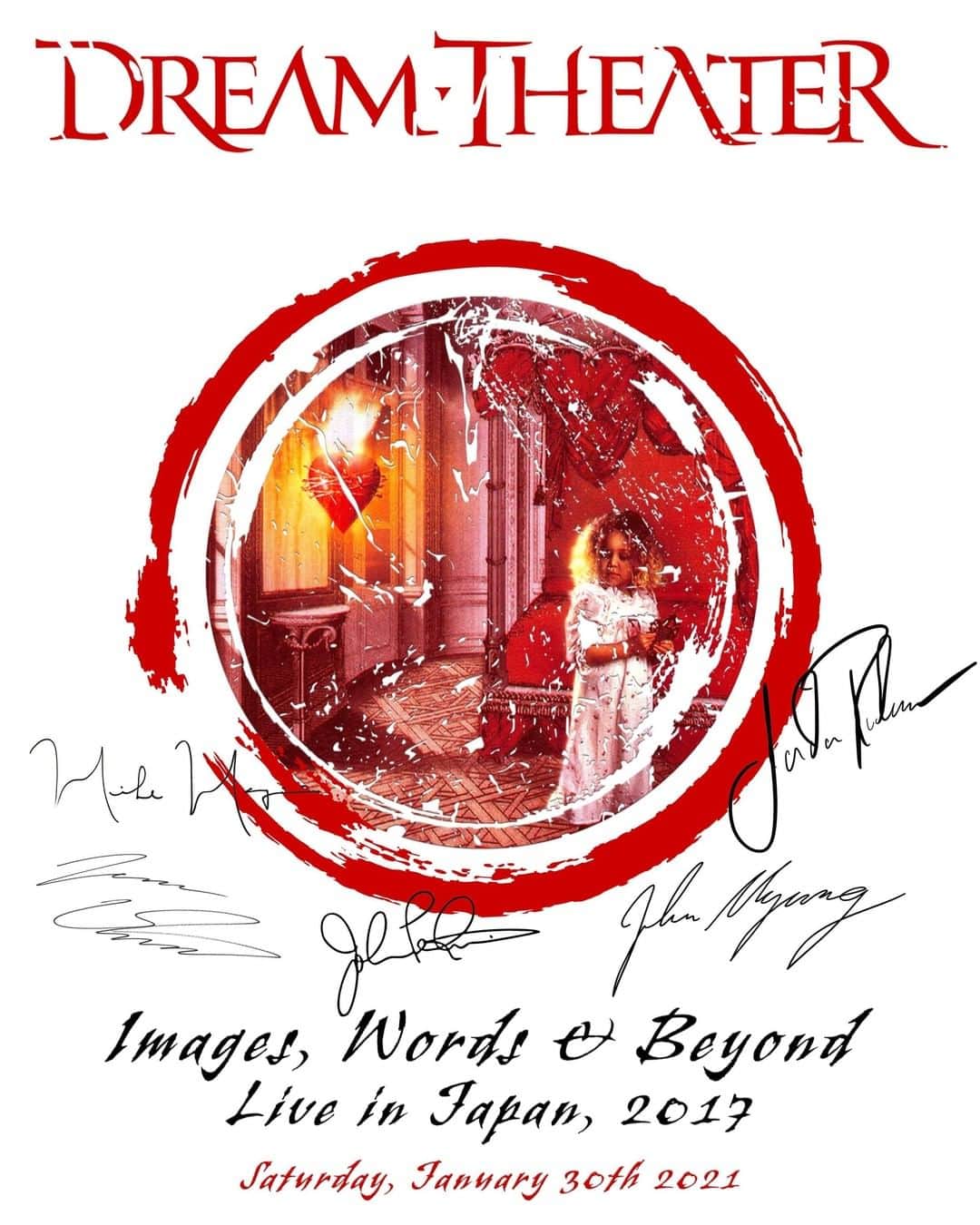 ドリーム・シアターのインスタグラム：「Don't miss the IMAGES, WORDS & BEYOND LIVE IN JAPAN video stream TONIGHT at 7pm EST, get tickets at livefrom.events/dreamtheater/  Filmed at the historic Nippon Budokan in Tokyo, Japan, in September of 2017, this historic performance has never before been released worldwide. January 30th, 2021 marks the first official release from Dream Theater’s ‘Images, Words & Beyond’ tour, featuring a live performance of the classic album, ‘Images & Words’, captured in its entirety during their September 11th, 2017 appearance in Tokyo. Don’t miss this presentation, remastered and restored in full HD, initially broadcast only for Japanese audiences, and now for the first time available to audiences worldwide.  #dreamtheater #imageswordsandbeyond #liveinjapan #videostream」