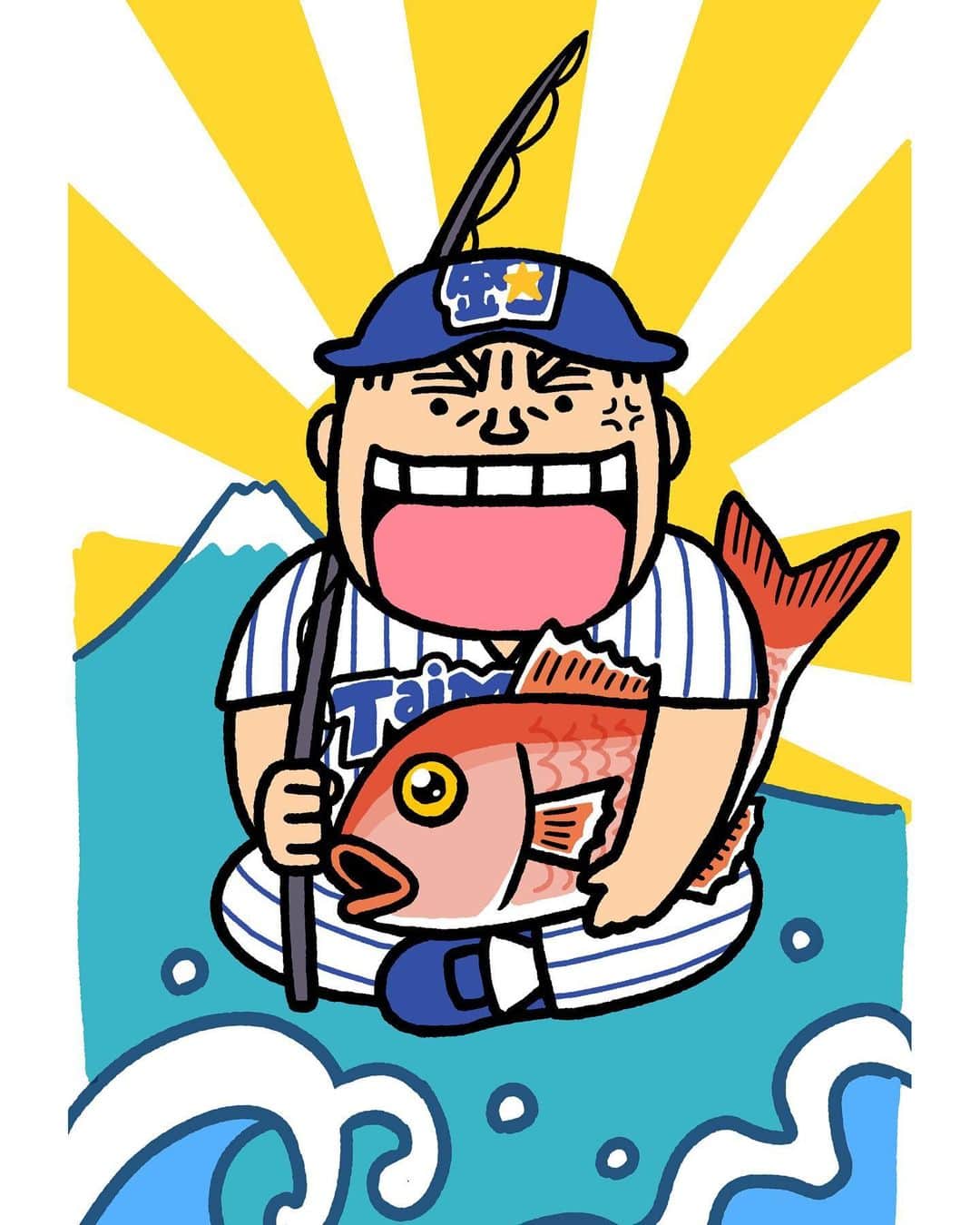 のインスタグラム：「佐々木主浩さんプロデュースの マダイ釣りの仕掛け「タイ魔神」 パッケージイラスト描かせて頂きました。 ヤマシタさんから2/22に発売されます。 むかしのご縁がこんな形で繋がるの面白いですね！ どうぞよろしくお願いします！」