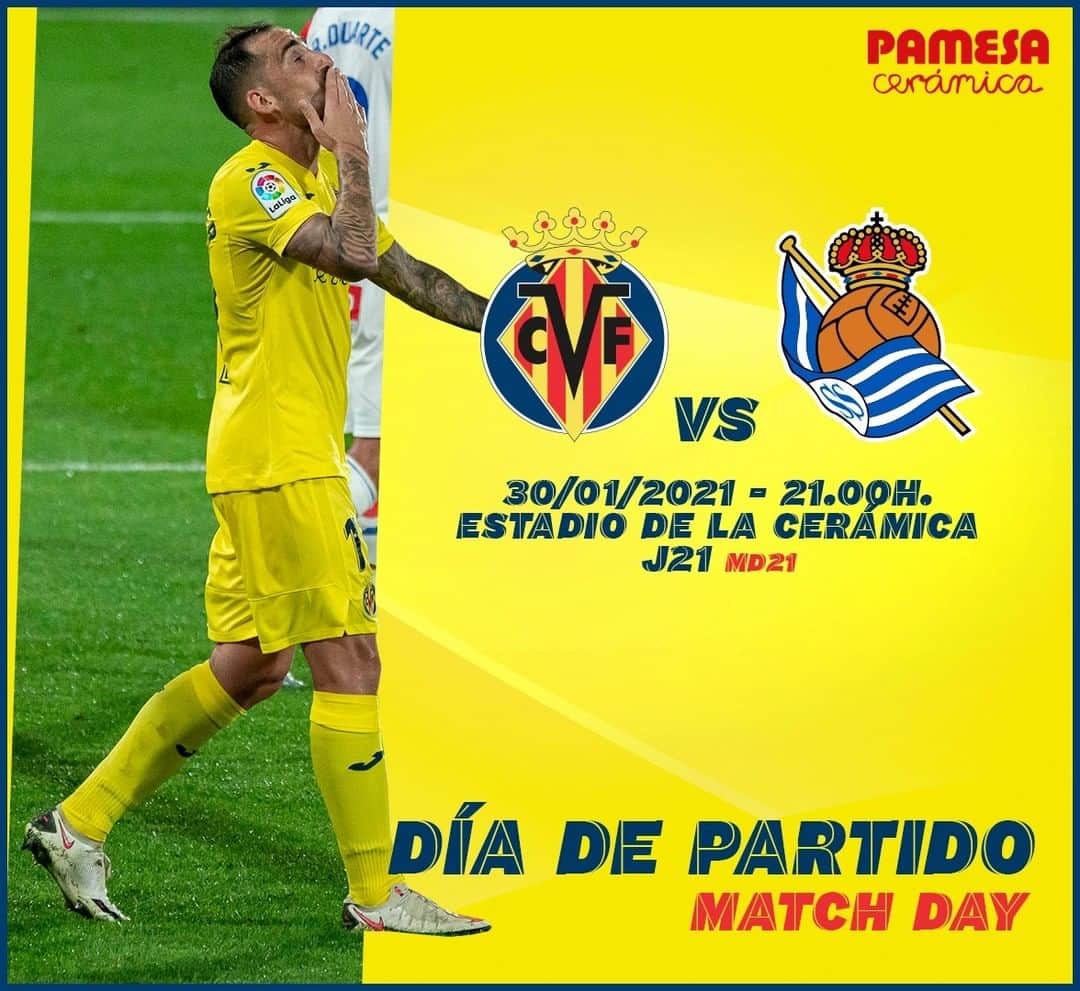 ビジャレアルCFのインスタグラム：「¡Día de partido en Vila-real! ¡Y toca partidazo 💪!  🆚 @realsociedad  🏆 @laliga 🗓️ Jornada 21 ⌚ 21.00h 🏟️ Estadio de la Cerámica 📺 @movistarplus 📱 #VillarrealRealSociedad . It’s matchday in Vila-real! And what a match it is 💪!  🆚 @realsociedad  🏆 @laliga 🗓️ Matchday 21 ⌚ 9pm CET 🏟️ Estadio de la Cerámica 📺 LaLigaTV (🇬🇧) 📱 #VillarrealRealSociedad  #futbol #football #soccer #laliga」