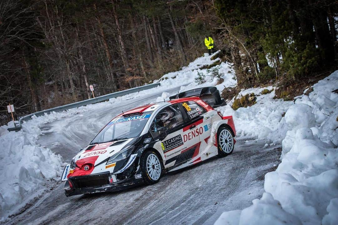 勝田貴元さんのインスタグラム写真 - (勝田貴元Instagram)「There were all of stuff, ice, snow, black ice, mud, gravel, tarmac, dry, damp, wet, sometimes in the dark 🤩 Huge experiences. #RallyMonteCarlo  今年のモンテカルロは例年以上にミックスコンディション×新タイヤで本当にタフな週末でした！ 雪、アイス、ブラックアイス、泥、グラベル、ドライ、ダンプ、ウエットとまさにトッピング全のせといった感じ🤩  📸 @fronekhonza  #TK18 @officialwrc @rally_montecarlo  @tgr_wrc @toyota_gazoo_racing」1月30日 18時44分 - takamotokatsuta