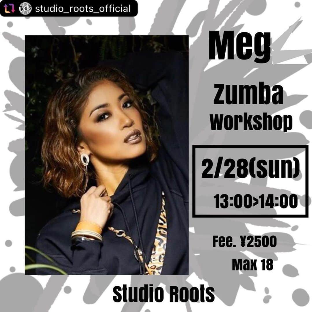 Meg（メグ）のインスタグラム：「. . 日本が誇る伝説のハウスダンスクルー「Roots」、 尊敬する大先輩 Kojiさんプロデュースダンススタジオ「Studio Roots」さんでこの度Meg ZUMBA W.Sを 開催させていただきます🙌🏽✨ . @studio_roots_official  . ダンサーさんにも楽しんでいただける様な内容にしたいと思います！もちろん欲張って楽しく踊りながらボディメイクも出来ちゃいます🍑😆 . 是非この機会をお見逃しなく！ 皆様のご参加お待ちしてます🙋🏽‍♀️💕 . . @studio_roots_official  #Repost @studio_roots_official with @reposter.app . 輝かしいキャリアを持つMegの Zumba workshop 開催決定✨  Zumba &美body makeも取り入れたプログラムになります  ご予約はHPからお願いします💁‍♂️ (キッズは不可)  Meg  1997年にGirls Hip Hop グループBrown Sugarを結成。 ダンス・ファッション・音楽、全てにおいて当時の日本に新しいブラック独特のノリを全面に出した日本人離れしたヒップホップスタイルで絶大な人気を得た伝説のGIRLS HIP-HOP DANCEグループ。 HIP-HOPを中心としたアーティスト久保田利伸、TRF, 安室奈美恵, SPEED, DOUBLE、ZEEBRA、キングギドラ、FIRE BALL、SOUL'D OUT、F.O.H、などのPVやバックダンサー、また来日海外アーティストJAY-Z、 BRITNEY SPEARZ、UNK、NICE&SMOOTH、N.O.R.E、NIVEAと共演。  日本での活動を経て2005年に拠点をNYに移し、2008年にはダンスキャリアを認められ、アーティストビザ取得。ビザ取得後はSoul Train Awardsのダンサーや、Chris Brown, Rianna, Sean Paul,Lill Kim, juicy J, Shaggyなどのアーティストと共演する。また在住ラストにはBusta Rhymes ft. Nicki Minaj "Twerk"などのPVやバックダンサーで活躍する。またNY在住中2014年には人気定番のZumbaライセンスを取得する。そしてヨガやバレエなど体に関して学んだ知識も活かし自らダンサーとして体作りメンテナンスを行い指導にも励む。帰国後最近ではJUJUダンサーとしても活躍したり、TRF25周年舞台「Dance Republic 」に再度出演して活躍する。  モデルではNY在住以前はブラックカルチャーマガジン「ルイール」メインモデルを始め、ルイビトンPartyなど幅広く活躍する。最近では活動の場をフィットネスにも幅広く展開し、2018年Best Body Japan 日本大会ウーマンズクラスグランプリ、2019年にはSuper Body Contest総合優勝し日本一に輝く。 . . . . . #studioroots #tokyo #special #workshop #dance #dancer #hiphop #zumba #スタジオルーツ #都立大 #ズンバ #ボディメイク #ダンスエクササイズ #ズンバ #ワークショップ」