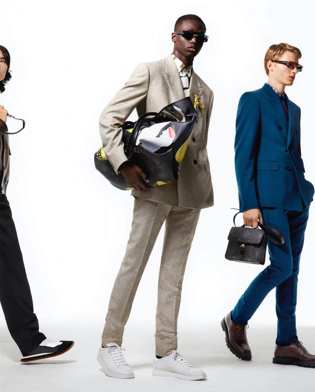 クリスヴァンアッシュのインスタグラム：「@BERLUTI SUMMER ´21 AVAILABLE NOW  WITH ARTWORKS BY BRIAN ROCHEFORT @energygloop  PHOTO @carlijnjacobs  STYLING @mauricionardi  ART DIRECTION @mmparisdotcom  CASTING @pg_dmcasting WITH @doums_gls @braien.vaiksaar @br_nk0  MAKE UP @satoko_paris  HAIR @josephpujalte  #berluti #krisvanassche #brianrochefort」
