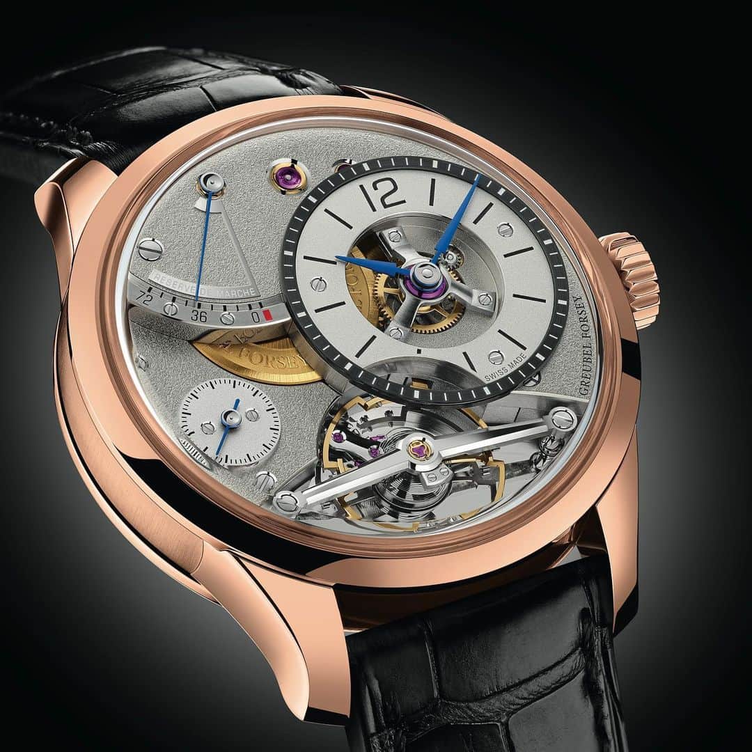 WATCHMANIAのインスタグラム：「Introducing the new @greubel.forsey Balancier Contemporain in 5N Red Gold. Details and pricing on the web-site. Link in bio.  #greubelforsey #balanciercontemporain #watchmania」