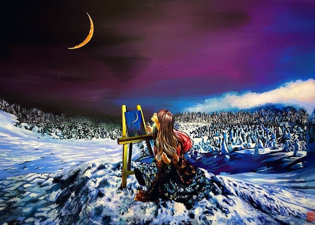 のインスタグラム：「The ice coating on the trees at Zao.  #art #illustration #drawing #draw #angel #arte #love #acrylicpaint #fairytail #蔵王　#樹氷 #contemporaryart #contemporarypainting #fantasy #instaart #arts #exhibition #earth #gallery #masterpiece #fairytale #creative #artwork #acrylic #acrylicpainting #fairytail #artworks #絵画 #絵  #beautifulmagazine #modernart @holbein_art @yamagata_990 @pref_yamagata @pref.yamagata.bunka」