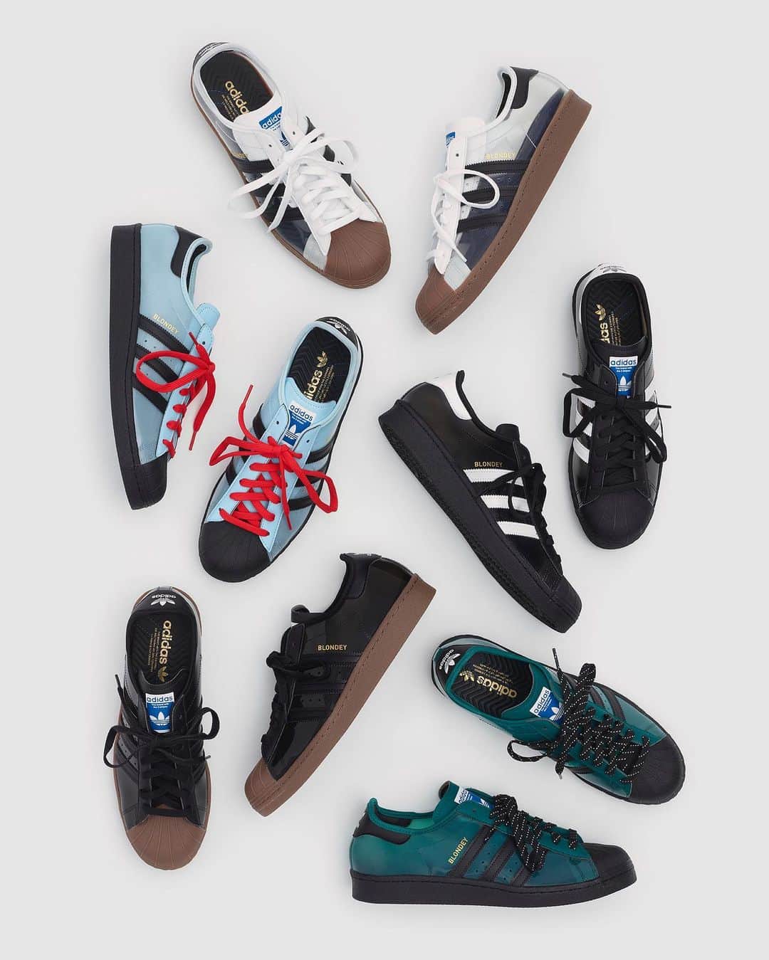 adidas Originalsのインスタグラム：「“The Superstar—of all adidas shoes—is, I think, the one that has been reinterpreted and re-appropriated the most…so much so that to me, it has come to represent the notion of re-appropriation itself.” - @blondey  The final installment of the Blondey McCoy Superstar project is available now in the Schwarz Tint colorway (Black-tinted upper with White stripes) on adidas.com/blondey.」