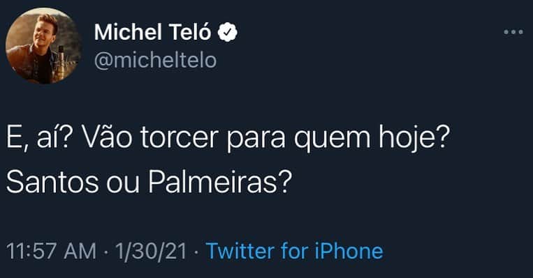 ミシェル・テロさんのインスタグラム写真 - (ミシェル・テロInstagram)「Quem vocês acham que leva a Libertadores hoje?  Santos ou Palmeiras?」1月31日 0時05分 - micheltelo