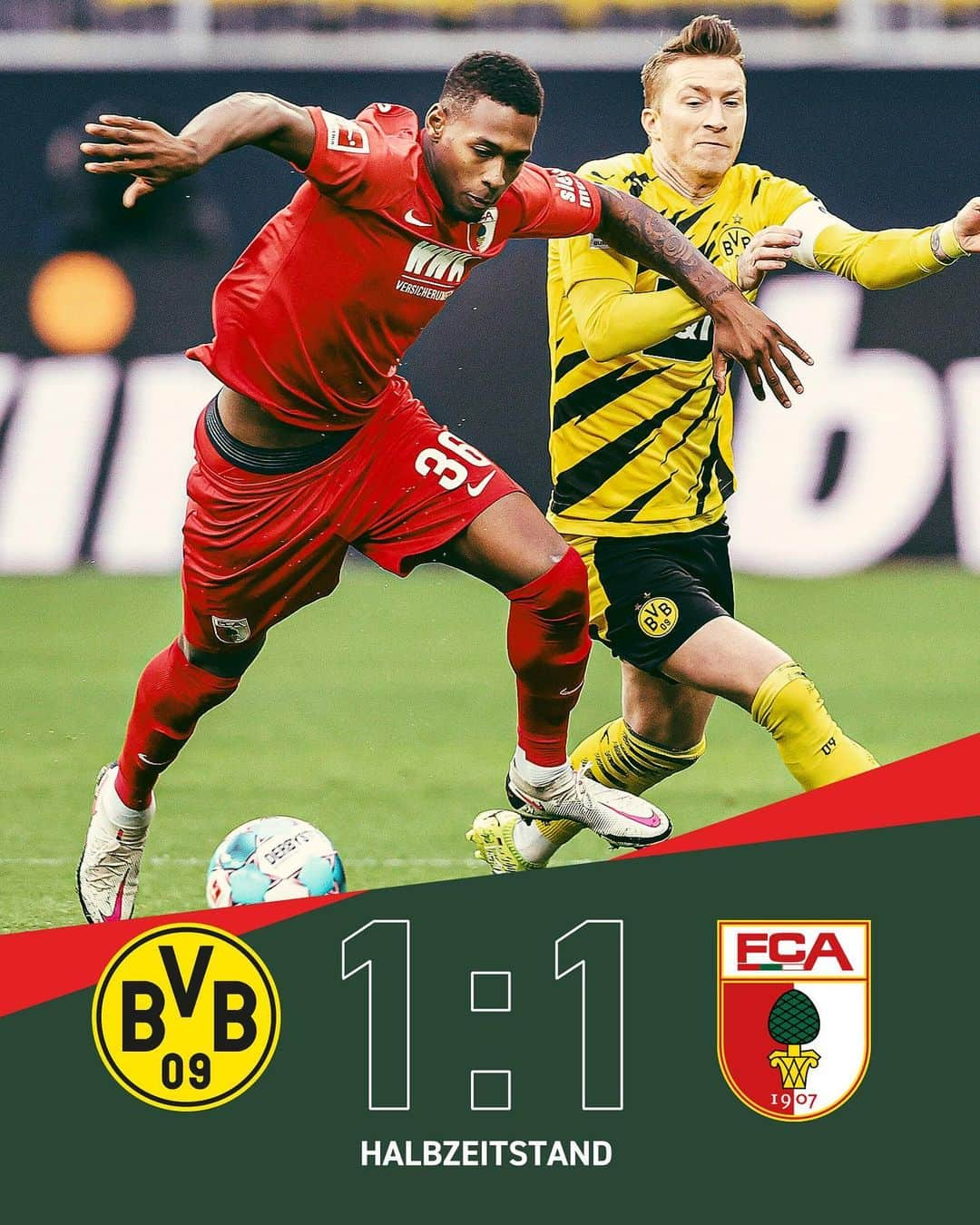 FCアウクスブルクさんのインスタグラム写真 - (FCアウクスブルクInstagram)「45‘ Einiges geboten! 😲 Der #FCA zeigt sich äußerst effizient, der BVB vergibt hingegen vom Punkt! 👍 #BVBFCA #FCA1907 #fcaugsburg」1月31日 0時16分 - fcaugsburg1907