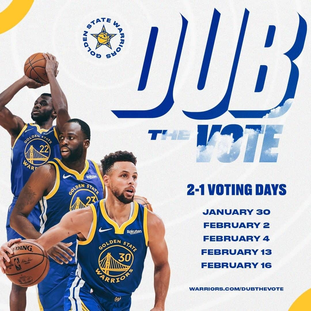 ゴールデンステート・ウォリアーズさんのインスタグラム写真 - (ゴールデンステート・ウォリアーズInstagram)「🗳️ DOUBLE VOTE DAY 🗳️  Send Stephen Curry, Andrew Wiggins, and Draymond Green to #NBAAllStar by visiting Warriors.com/DubTheVote」1月31日 0時29分 - warriors