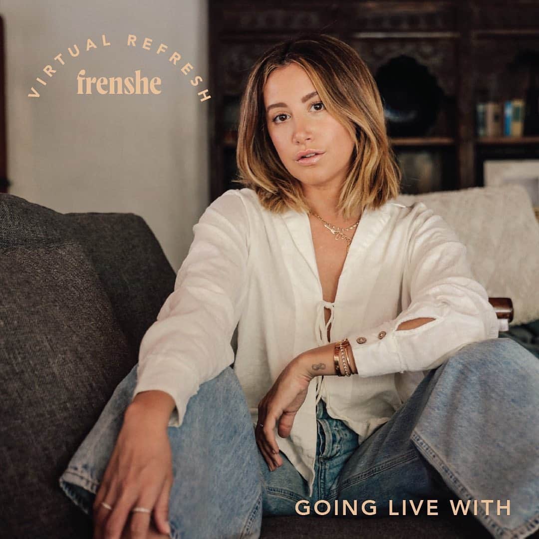 アシュレイ・ティスデイルのインスタグラム：「SO EXCITED to be going LIVE with these ladies this week on @frenshe. We all need to hit the refresh button. We will be doing facials, workouts, sound baths, body acceptance and most importantly mental health. JOIN ME on @frenshe Instagram Feb 1st- 7th, you don’t want miss this!! #virtualfrensherefresh」