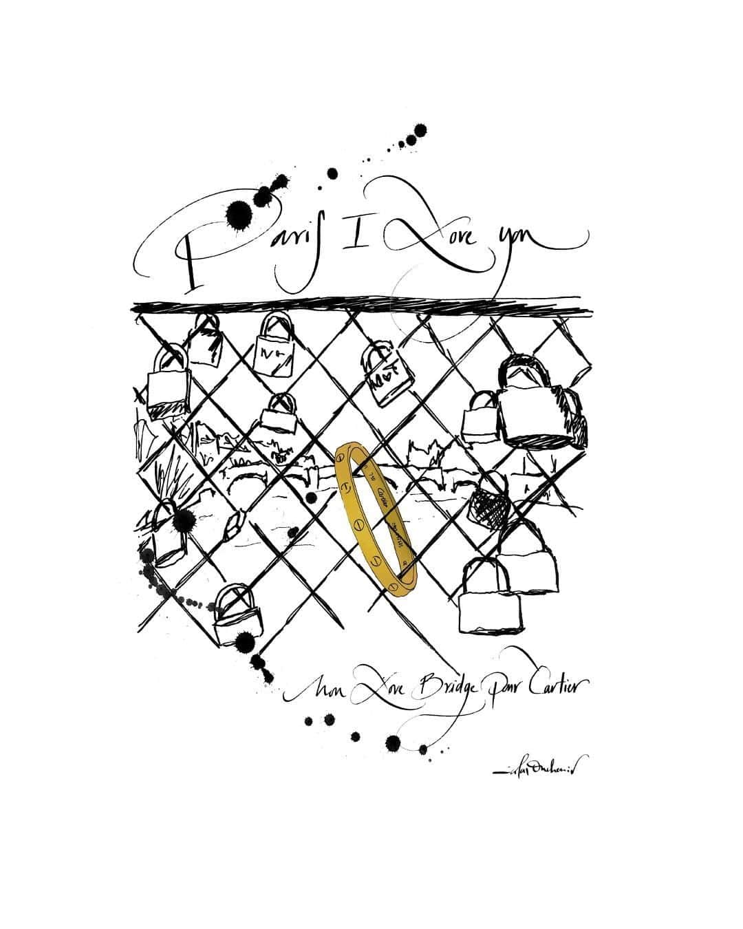 カルティエさんのインスタグラム写真 - (カルティエInstagram)「A new symbol of romance, titled ‘Paris I love you’ by artist Nicolas Ouchenir. @nicolasouchenir #HowFarWouldYouGoForLove」1月31日 2時00分 - cartier