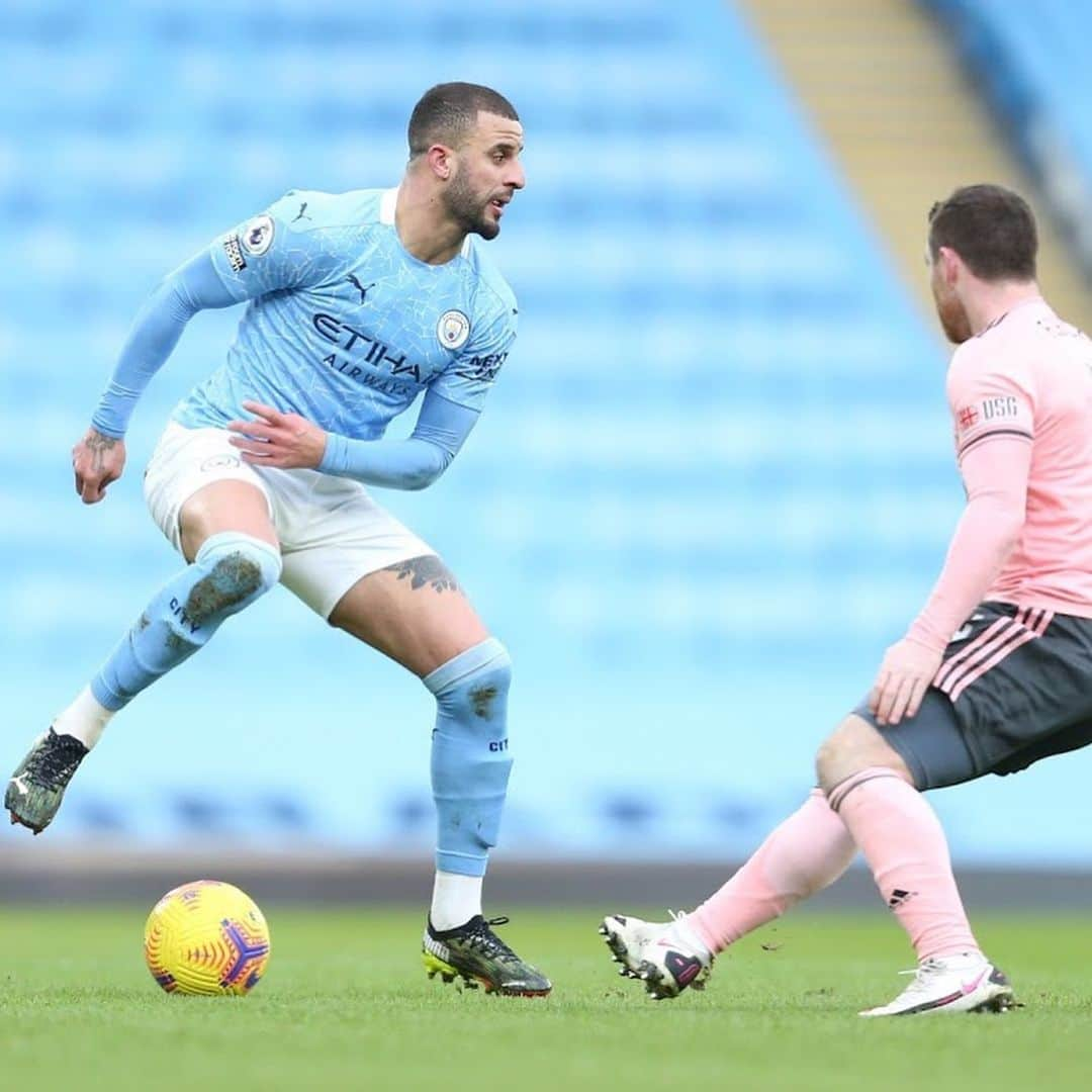 カイル・ウォーカーのインスタグラム：「Tough game as you would expect against a battling opponent.  Glad to keep the winning run and clean sheets going. On a personal note, it’s a game I always look forward too.  Good luck to @sheffieldunited for the remainder of the season.  @mancity @pumafootball  💙❤️  #mancity #premierleague」