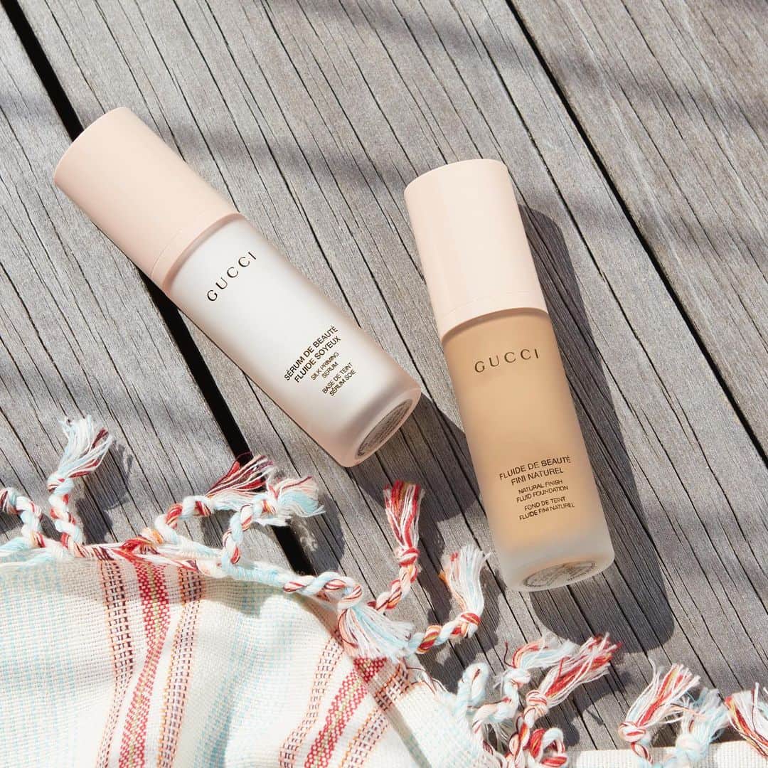 Saks Fifth Avenueのインスタグラム：「Take the au naturel look to the next-level with @guccibeauty’s new primer and foundation for a two step glow-up. #SaksBeauty」