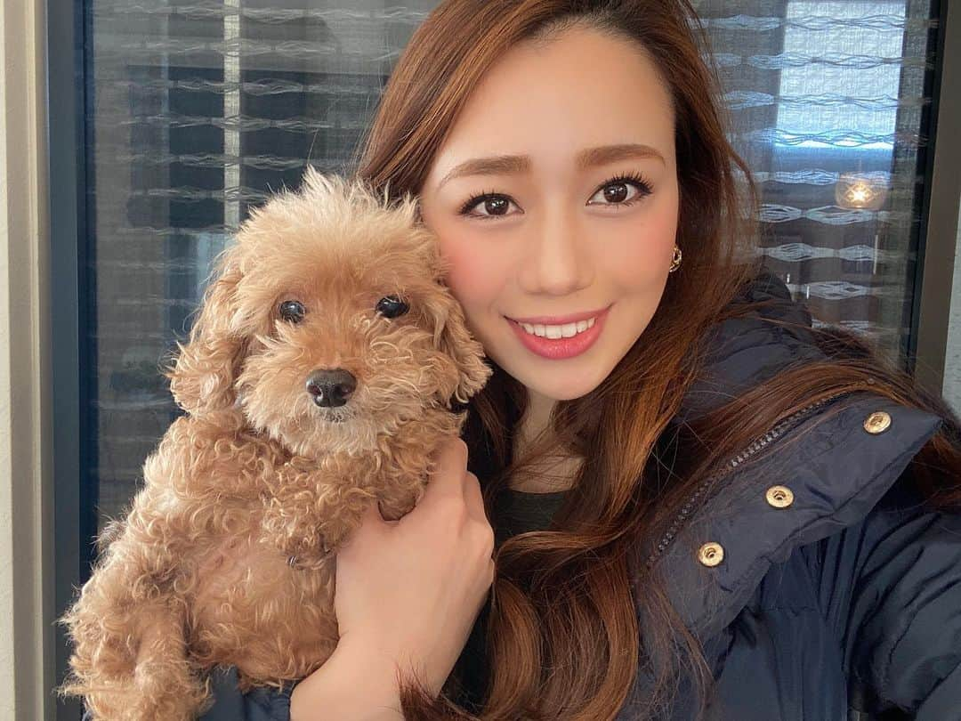 小川真理恵のインスタグラム：「モカですよ。インスタにあげる写真がなくて、モカの力を借りましたw🐶😂❤️  犬との写真て、自分も犬も可愛く写りたいから、縦で撮ったり横に撮ったり無限に撮るのわかる人いない？wからの4枚に絞りました😂  写真撮ろうとするとテンション爆下がりのイヤイヤなモカしゃんがたまらないのです🥰 モカの表情見てみてね😂 #トイプードル #犬#犬のいる暮らし #mochaugly リクエスト①まりえ先生の日常:家では絶対モカを可愛がっています。癒しです。」