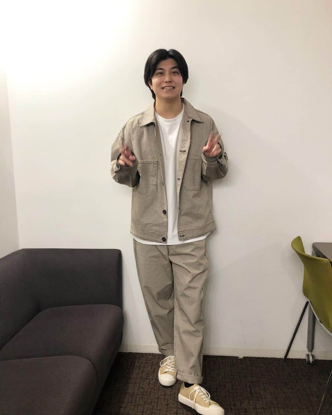 桜木那智のインスタグラム：「昨日のガチTubeの衣装はGUさんでした！ セットアップおにかわいかったです。 そして、ピースが高速すぎました。」