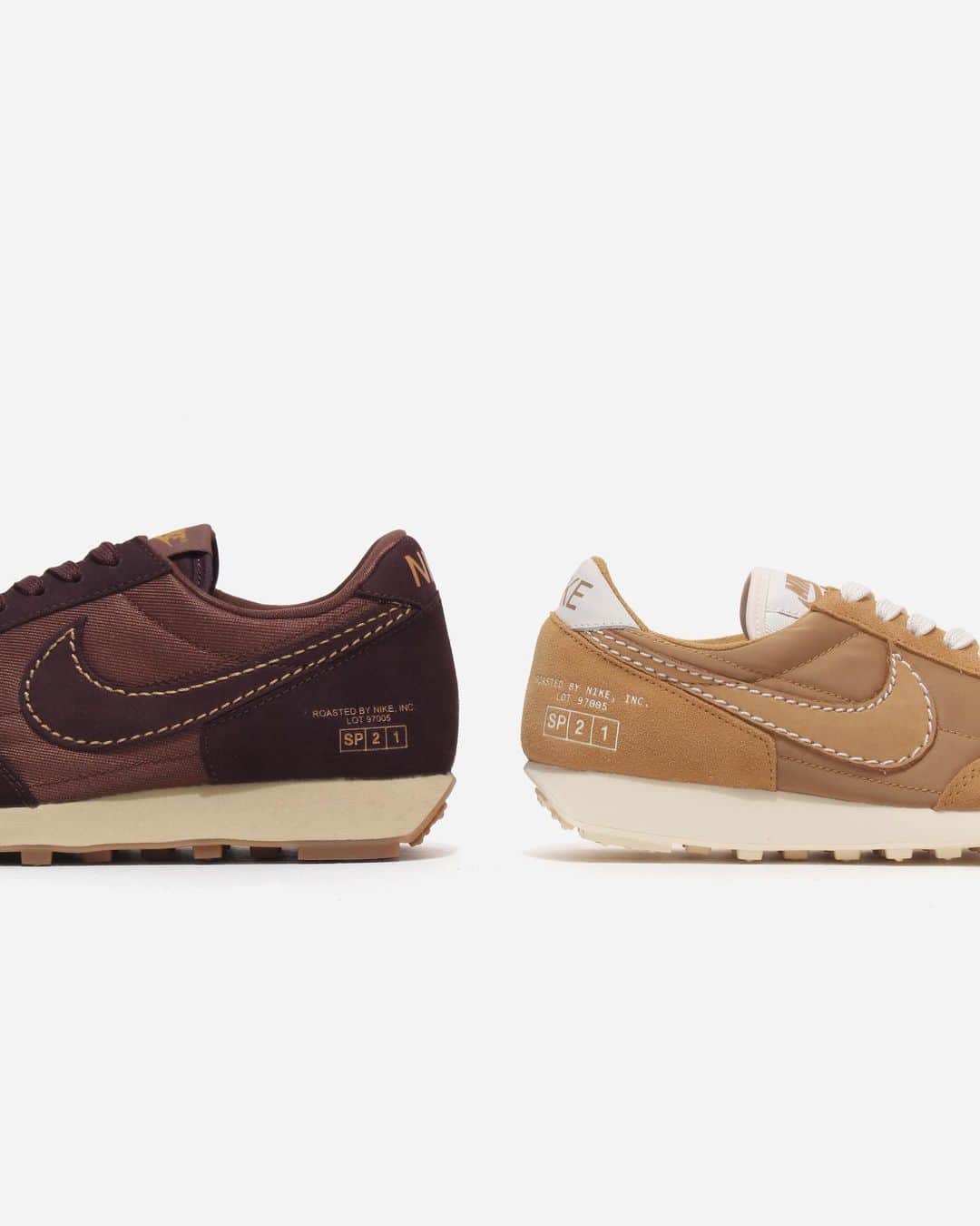 A+Sのインスタグラム：「2021. 2. 1 (mon) in store  ■ NIKE DBREAK COLOR : WHEAT/MAHOGANY SIZE : 26.0cm - 29.0cm, 30.0cm PRICE : ¥12,000 (+TAX)  ■ NIKE WMNS DBREAK COLOR : WHEAT/PALE IVORY SIZE : 22.0cm - 25.0cm PRICE : ¥12,000 (+TAX)  カフェカルチャーののんびりとした雰囲気からインスピレーションを得て作られたカフェラテパック。モカの様な豊かで落ち着きのあるカラーになります。ワイズもすっきりと大人な雰囲気がありボトムスを選ばない優れた一足です。  A cafe latte pack inspired by the laid-back atmosphere of cafe culture. It will be a rich and calm color like mocha. Wise is also a neat and mature atmosphere, and it is an excellent pair that does not choose bottoms.  #a_and_s #NIKE #NIKEDBREAK #NIKEWMNSDBREAK #NIKECAFFELATTEPACK」