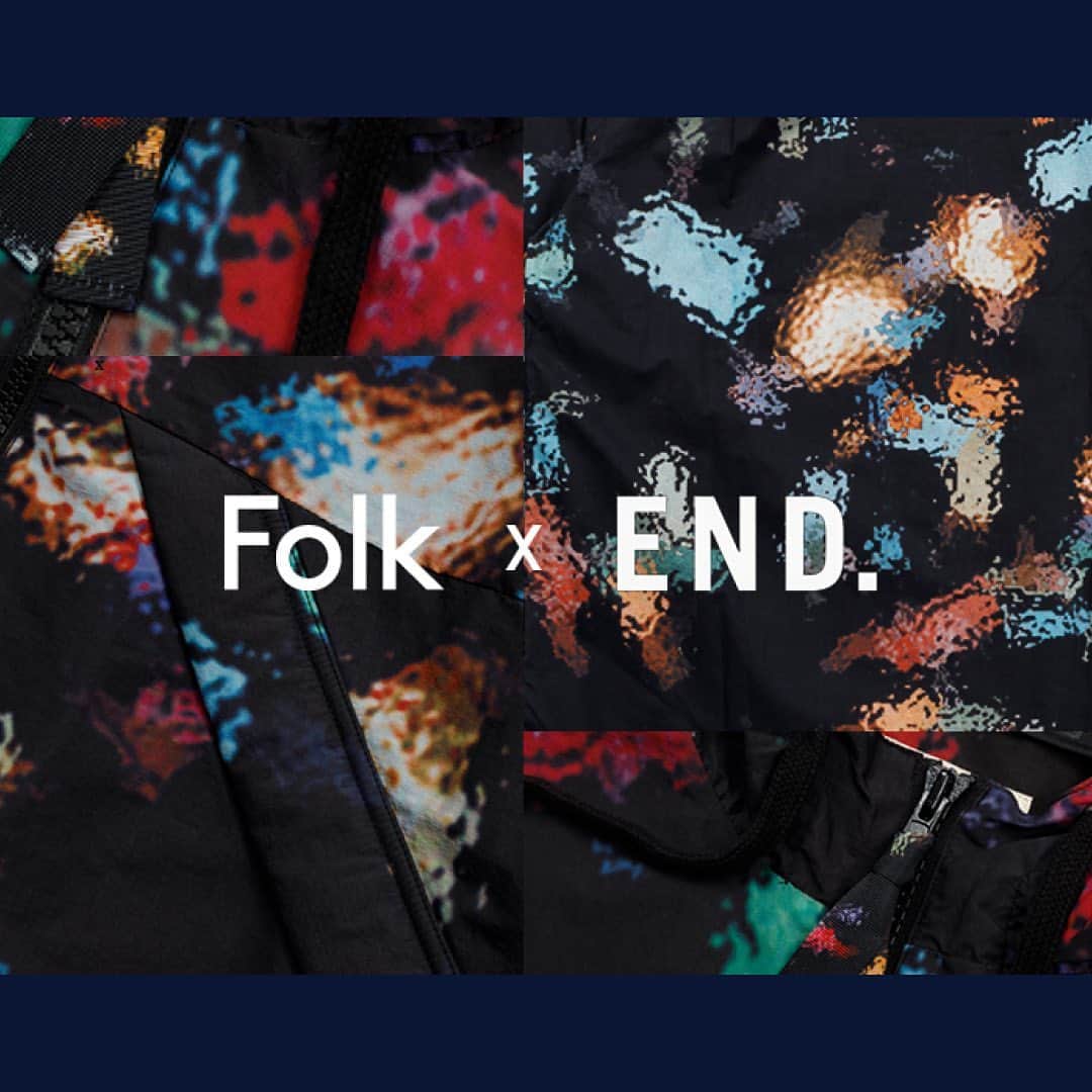 フォークのインスタグラム：「Celebrating cult favourites @end_clothing birthday with a collaboration collection and the exclusive ‘confetti’ print.   #endclothing #collaboration #folkclothing #winter20/21」