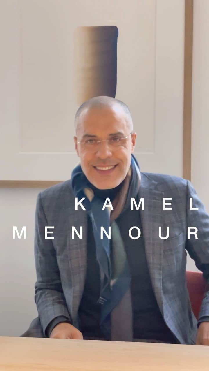 カロリーヌ・ド・メグレのインスタグラム：「Great Art dealer, @kamelmennour represents incredible artists Daniel Buren, Amish Kapoor, Philippe Parreno and many many more. I asked him the same questions as I usually do but this time about him and art. You’ll be surprised to find out What artist he was obsessed with when he was a teenager or Who’s work does he look at when he’s heartbroken #TellMeMoreCDM」