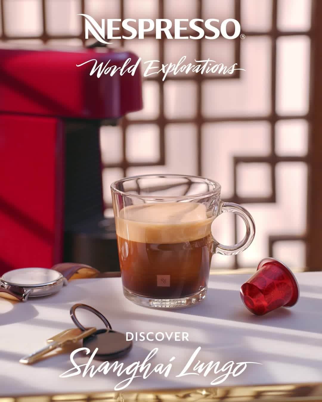 Nespressoのインスタグラム：「Start your day with a cup of Shanghai Lungo; a distinctive, lightly roasted blend with sweet berry notes.   #Nespresso #WorldExplorations #ShanghaiLungo」