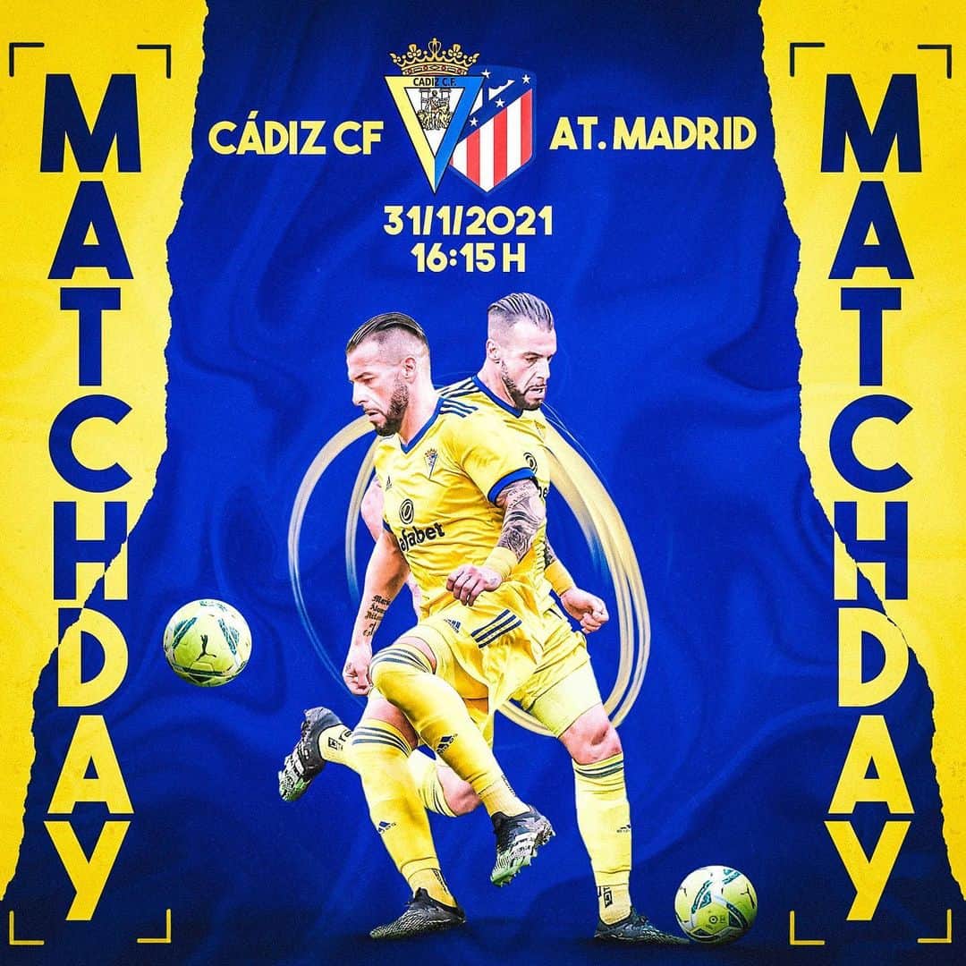のインスタグラム：「Los grandes retos forjan a los verdaderos valientes ⚔️  Nos visita un líder muy sólido, pero vamos con las ideas claras para intentar sumar los tres puntos 👊💛💙  #LLNSN #AN1+8 #cadiz #cadizcf #cádizatleti」