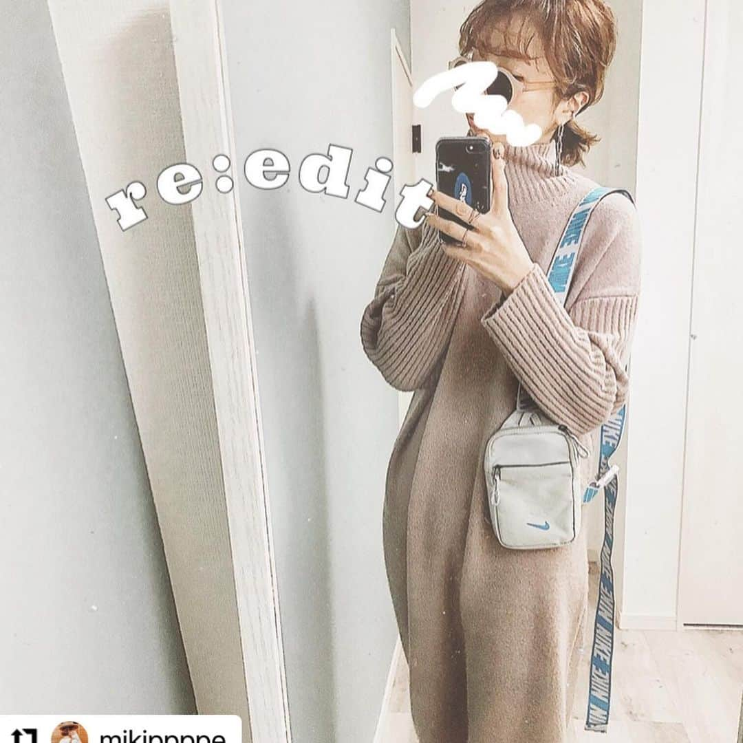 Re:EDIT OFFICIALさんのインスタグラム写真 - (Re:EDIT OFFICIALInstagram)「・ @mikippppe さんが ハイネックアウトリンキングマキシニットワンピースを素敵に着用くださいました😌 ありがとうございます！  ・・・ ★ おはよーさん🦩 @reedit_official の ニットワンピ着まわし🌴 今更やけど おばばはあいみょんにハマってる← こんなアラフォーのおばはんの 心をグッと掴んで離さない あの子は天才か？ #誰やねん どこか懐かしみのあるメロディが ストレートに心に響いて もう永遠脳内リピート♨️ あいみょんスゴいわー #てゆう話 ほな◡̈⃝︎⋆︎* . . . #ママコーデ#カジュアル#着まわしコーデ#ニットワンピ#アラフォーコーデ #30代ファッション #高身長コーデ #ワーママ#スニーカー女子 #アディダス #ナイキ#お洒落さんと繋がりたい #mama#fashion #ootd#style#instafashion #nike#adidas #code」1月31日 19時29分 - reedit_official