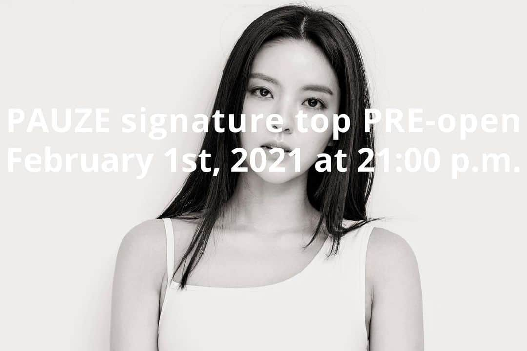 ナム・サンジのインスタグラム：「드.디.어.내.일. 2021년 2월 1일 21시 #212121 PAUZE 프리오픈이 시작됩니다.  하루빨리 만나고 싶은 마음에 파우즈의 첫 제품 시그니처탑을 먼저 공개합니다.  @pauze.kr 팔로우도 마구마구 해주시고 파우즈의 소식들을 만나보세요!  기다려주셔서 감사합니다.🖤  #PAUZE #파우즈」