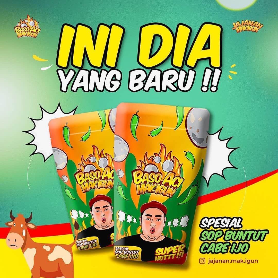 Ivan Gunawanさんのインスタグラム写真 - (Ivan GunawanInstagram)「🐮🐮🐮🐮🐮🐮🐮🐮🐮. Akhirnya yang ditunggu-tunggu akan segera hadir !!!!! Mulai Besok Baso Aci Mak Igun rasa baru ini bisa di order . . Varian terbaru dari BASO ACI MAK IGUN !!! ---- “BASO ACI MAK IGUN SPECIAL SOP BUNTUT CABE IJO !!!! " Waaaaah yang suka makan sop buntut  pedas pasti bakalan suka banget !!!! . Rasa Gurihnya Kuahnya, Rasa Mantap Baso Aci isi Daging Sapi , dan Pedasnya Cabe Ijo bakal lumer di mulut kaliaaaan !!! . Baso Aci Mak Igun Special Sop Buntut Cabe Ijo ini sudah bisa kalian pesan mulai BESOK HARI SENIN !  Caranya gampang : Dengan Harga 39.000/pc  Kalian bisa langsung beli lewat cara dibawah ini :  1. Shopee "jajanan mak igun" @shopee_id  2. Tokopedia "MAK IGUN" @tokopedia  3. Whatsapp 08176600004 4. Gofood "MAK IGUN" @gofoodindonesia  . #basoacimakigun #superhottt #ivangunawan  #cemilan #makananpedas #anakjajan #kuliner」1月31日 21時40分 - ivan_gunawan