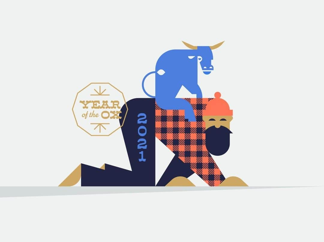 Dribbbleさんのインスタグラム写真 - (DribbbleInstagram)「2021: Year of the Ox by Michael Penda ⠀ ⠀ #dribbble #design #2021 #ox #yearoftheox #illustration #branding #vector」1月31日 21時35分 - dribbble