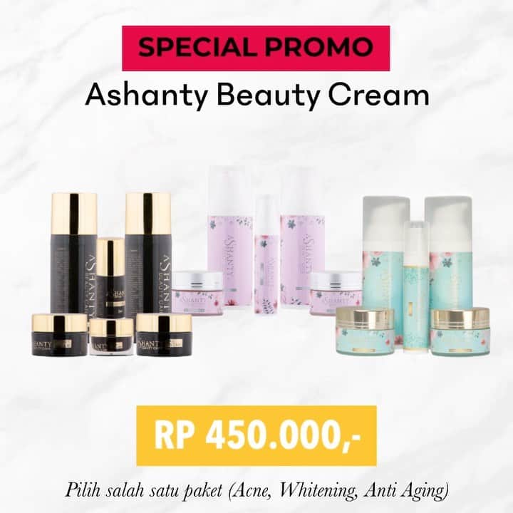 ASHANTY BEAUTY CREAM OFFICIALのインスタグラム：「🎉SPECIAL PROMO 🎉  Dapatkan Ashanty Beauty Cream hanya Rp 450.000,- perpaket (pilih salah satu paket cream Acne, Whitening atau Anti Aging) Mulailah merawat wajah menggunakan Cream Perawatan wajah yang sudah pasti aman dan terbukti hasilnya. Membuat wajah lebih sehat, cerah, lembut, lembab kencang dan kenyal ❤️  Ada 3 paket cream yang bisa kamu pilih dan sesuaikan dengan kondisi kulit wajahmu • Anti Aging • Whitening • Acne  _________________________________ Informasi dan pemesanan : WA: 087778489900 WA: 081287388885 WA: 085781140354 WA: 081293823950 FAST RESPONS CLICK LINK yang ada di Bio IG @ashantyid  _________________________________ #creamwajag #beauty #cosmetics #brandlocal #skincare #skincarelocal #thehermansyah #beautyvlogger #beauty #kosmetikmahal #ashantyid #keluargaasix #ashantyhermansyah #mua」