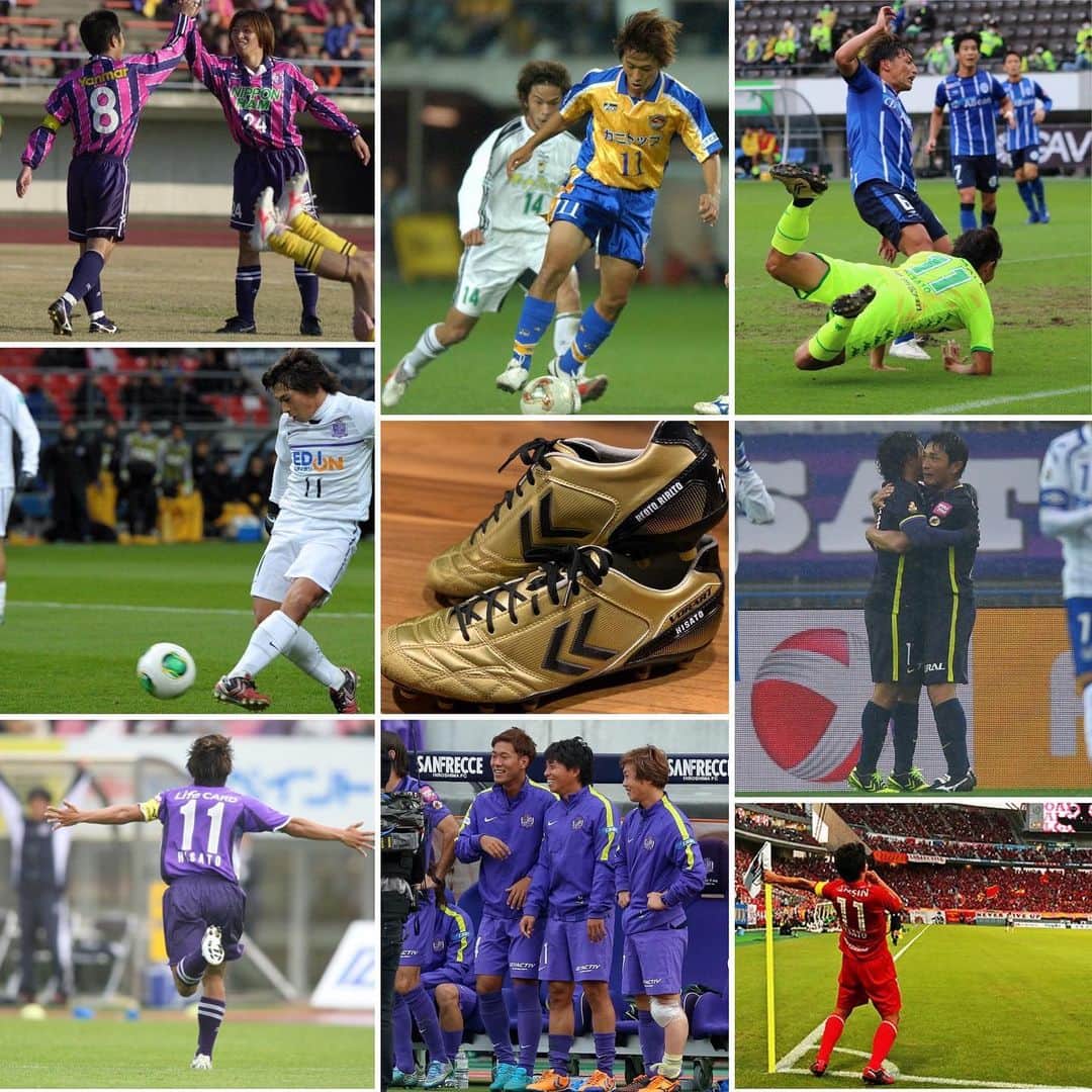 佐藤寿人のインスタグラム：「プロサッカー選手としての商売道具の一つ。 スパイク✨ 5年半サポート頂いたPUMA⚽️ 15年半サポート頂いたhummel⚽️ ありがとうございました🙏  #puma #パラメヒコ #デルムンド #カズさん #ゴンさん #憧れ #赤色のスタッド #カッコ良かった #hummel #たくさんのゴールと #たくさんの撮影 #楽しい時間を #たくさん共有 #感謝」