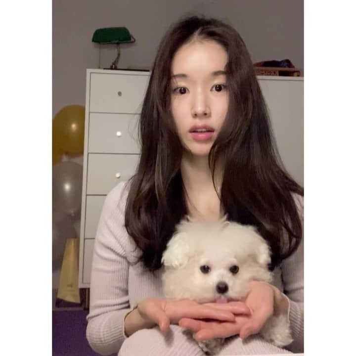 パーク・ファン・ヒーのインスタグラム：「산책하고 같이 목욕하고 이제 코 할 시간🧸」