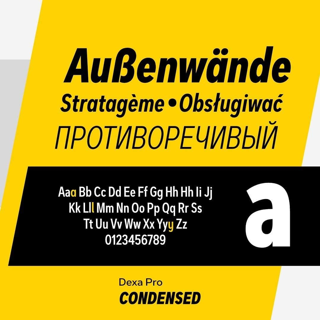 myfontsさんのインスタグラム写真 - (myfontsInstagram)「📷 by @artegratype: Dexa Pro was designed by Ceyhun Birinci in 2020 to create a contemporary super family with inspiration from classic sans serif families. It's a workhorse family consisting of 72 fonts in condensed, narrow, normal and expanded widths. Each width has 18 fonts in thin to black weights, along with their true italic counterparts. With more than 770 glyphs per font, It offers a ton of language support from all the Latin languages to Cyrillic.  https://www.myfonts.com/fonts/artegra/dexa-pro/  #sans #sansserif #font #fonts #fontfamily #type #typedesign #typography #superfamily #myfonts #graphic #graphicdesign #poster #posterdesign #russian #cyrillic #branding #corporate #advertising #identity #corporateidentity #beautiful #magazine #book #packaging #packagingdesign #modern #logo #logodesign fontspring @myfonts designcuts」1月31日 23時54分 - myfonts