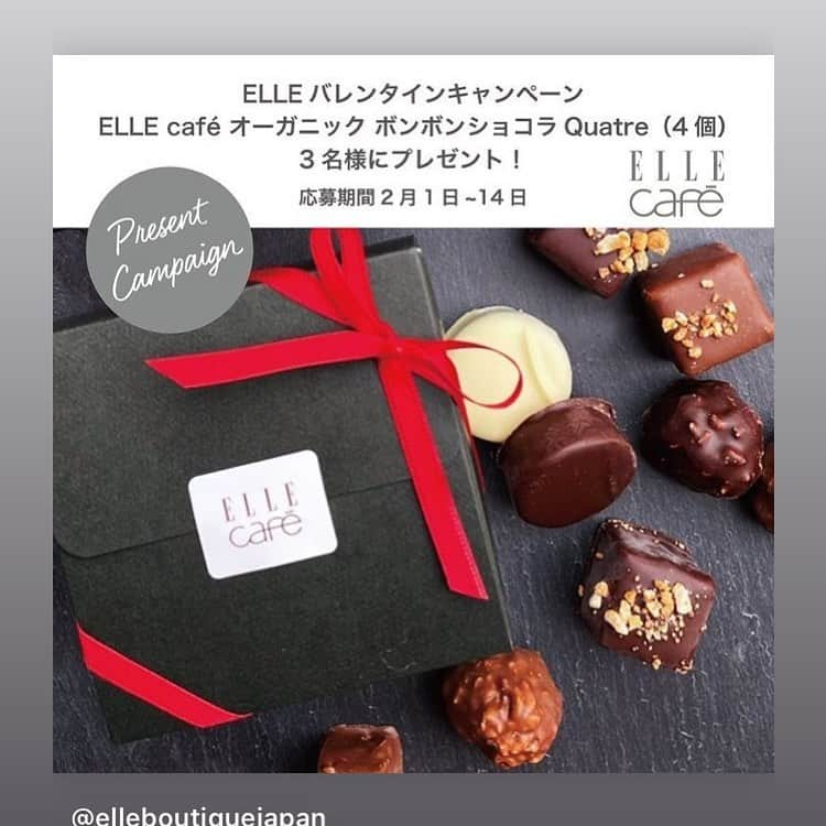 ellecafejapanのインスタグラム：「repost @elleboutiquejapan 【ELLE バレンタイン企画】 . ＼ 抽選で3名様にプレゼント🎁／ . . 2021年最初の企画として抽選で3名様にELLE caféのオーガニックチョコレートをプレゼント！🍫 . ELLE cafeのオーガニックチョコレートは白砂糖不使用！低GIのアガベシロップで甘みつけされたちょっと贅沢なチョコレート🌿 ココロとカラダ、地球にも優しいチョコレートです🌏. . ELLEからのHappy Valentine's Day❤️ . ━━━━━━━━━━━━━━ 《 応募方法 》 ① @elleboutiquejapan と @ellecafejapan のアカウントをフォロー ②この投稿をいいね！ . リポスト、コメントで当選確率アップするかも！？ . 《 プレゼント商品 》 ☑ELLE café オーガニックボンボンショコラ（4個入り）　 ✔️原材料全てEUのオーガニック認証取得 ✔️砂糖の代わりにアガベシュガーやきび糖を使用 ✔️白砂糖、乳化剤不使用 ✔️食品添加物不使用 ✔️グルテンフリー ✔️フェアトレードカカオ豆使用  ◯ロシェ　プラリネ　ダーク ヘーゼルナッツ、きび糖、ココアバター、カカオマス、全粉乳、脱脂粉乳、ひまわり油、塩、バニラパウダー 【特定原材料:乳】 ◯ロシェ　プラリネ　ミルク ヘーゼルナッツ、ココアバター、きび糖、全粉乳、カカオマス、脱脂粉乳、ひまわり油、塩、バニラパウダー 【特定原材料:乳】 ◯パレ　オレンジ　ホワイト カカオマス、きび糖、ヘーゼルナッツ、オレンジ、ココアバター、ひまわり油、全粉乳、オレンジエッセンシャル 【特定原材料:乳、オレンジ】 ◯スクエア　クランチ　ダーク きび糖、ヘーゼルナッツ、ココアバター、カカオマス、全粉乳、クランチ、ひまわり油、脱脂粉乳、バニラパウダー 【特定原材料:乳】 . 《 応募期間 》 2021年2月1日(月)～2月14日(日) 23:59まで . 《 当選発表 》 2021年2月15日(月） 当選者の方には @elleboutiquejapan からDMをお送りさせていただきます。 ※当社を名乗る偽アカウントからのDMにご注意ください。 . 《 注意事項 》 ●アカウント非公開の方は抽選対象外となります。 ●キャンペーン終了直後にフォロー解除されますと当選連絡が出来なくなる場合がございます。 ●当選の連絡後、ご返信がない場合は、当選が無効となる可能性がございます。 . . 皆様のたくさんのご応募お待ちしております！😊 . #バレンタインキャンペーン #バレンタイン企画 #プレゼントキャンペーン #プレゼント企画 #ellecafe」